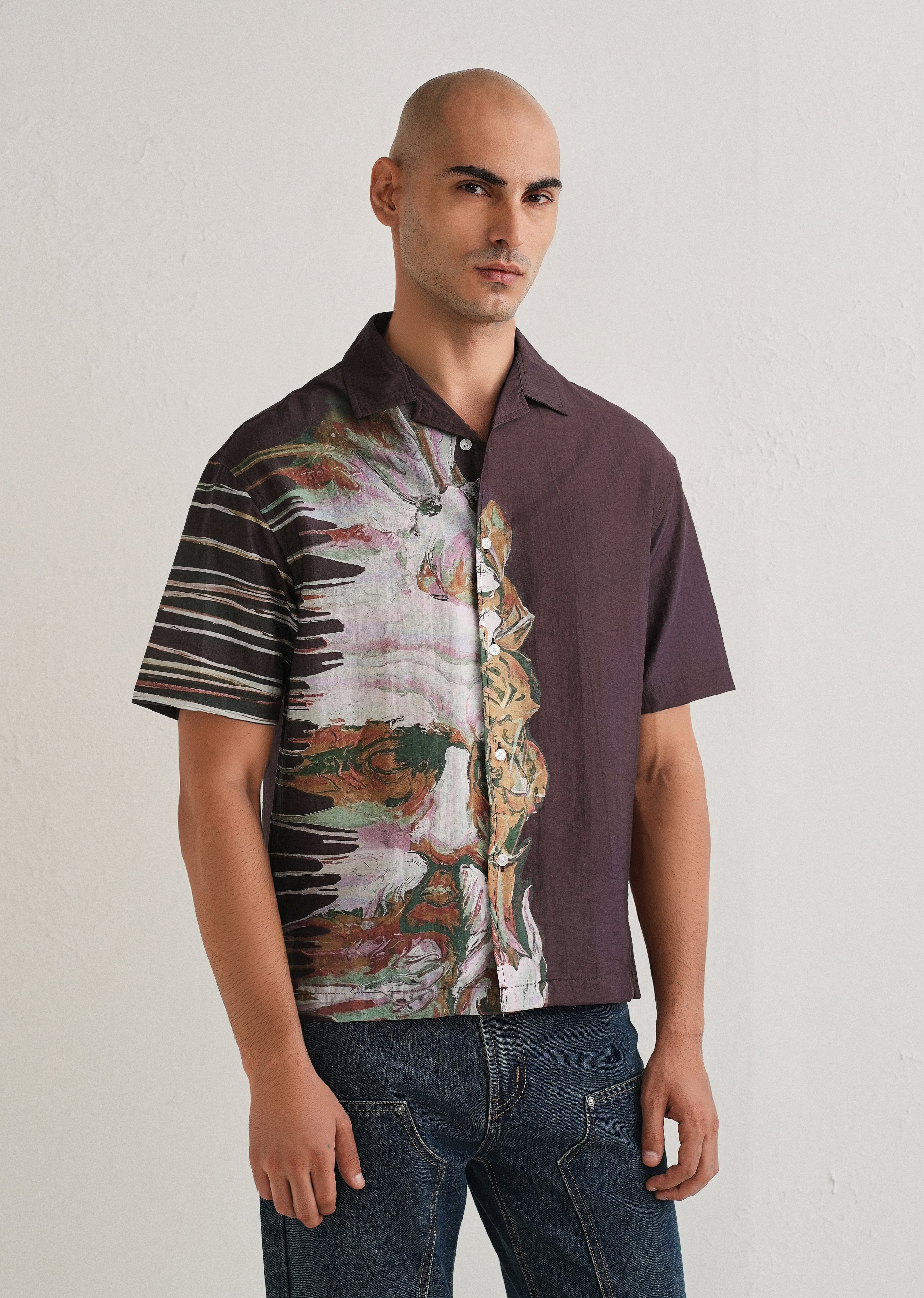 Violet Placement Print Shirt