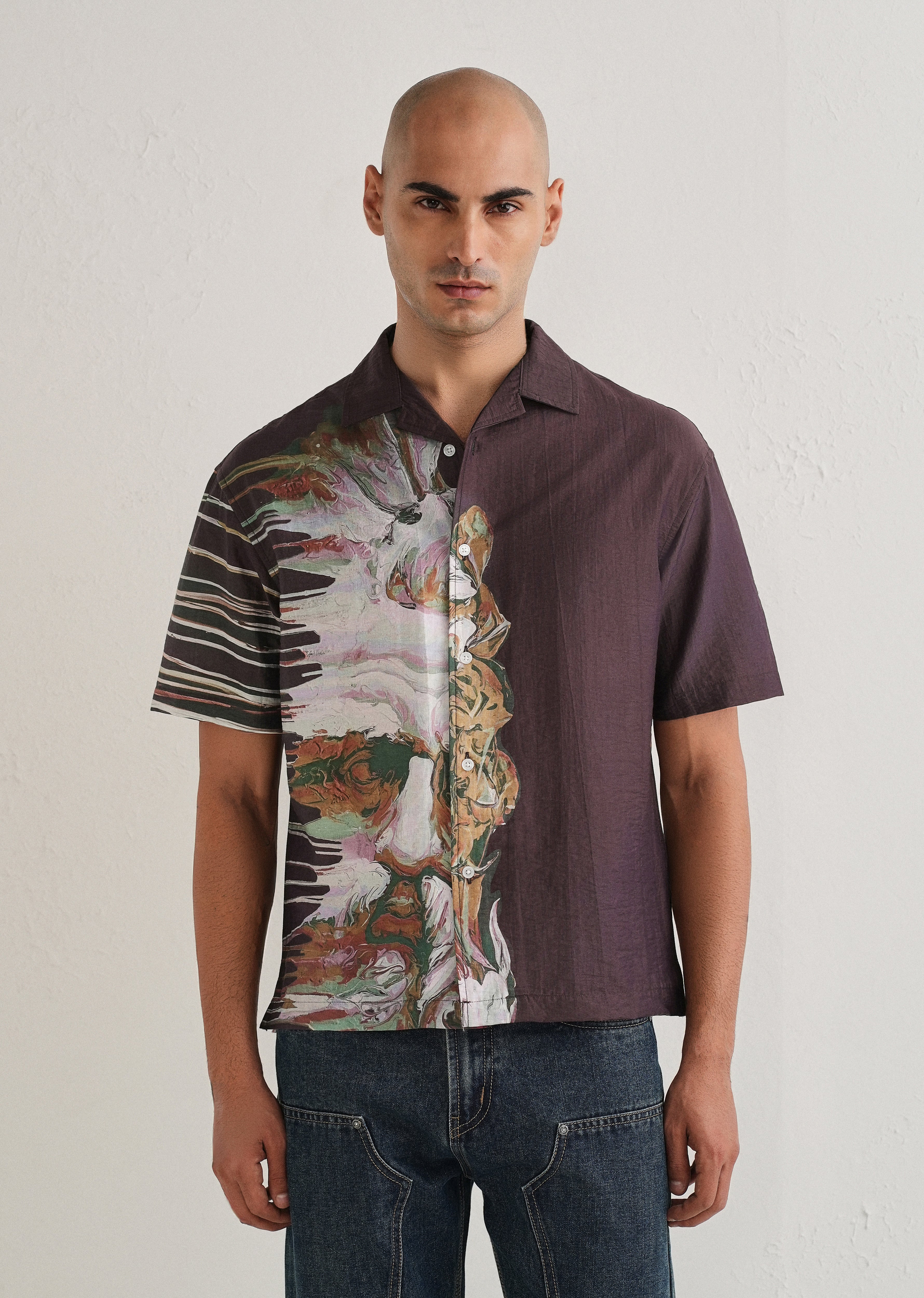 Violet Placement Print Shirt