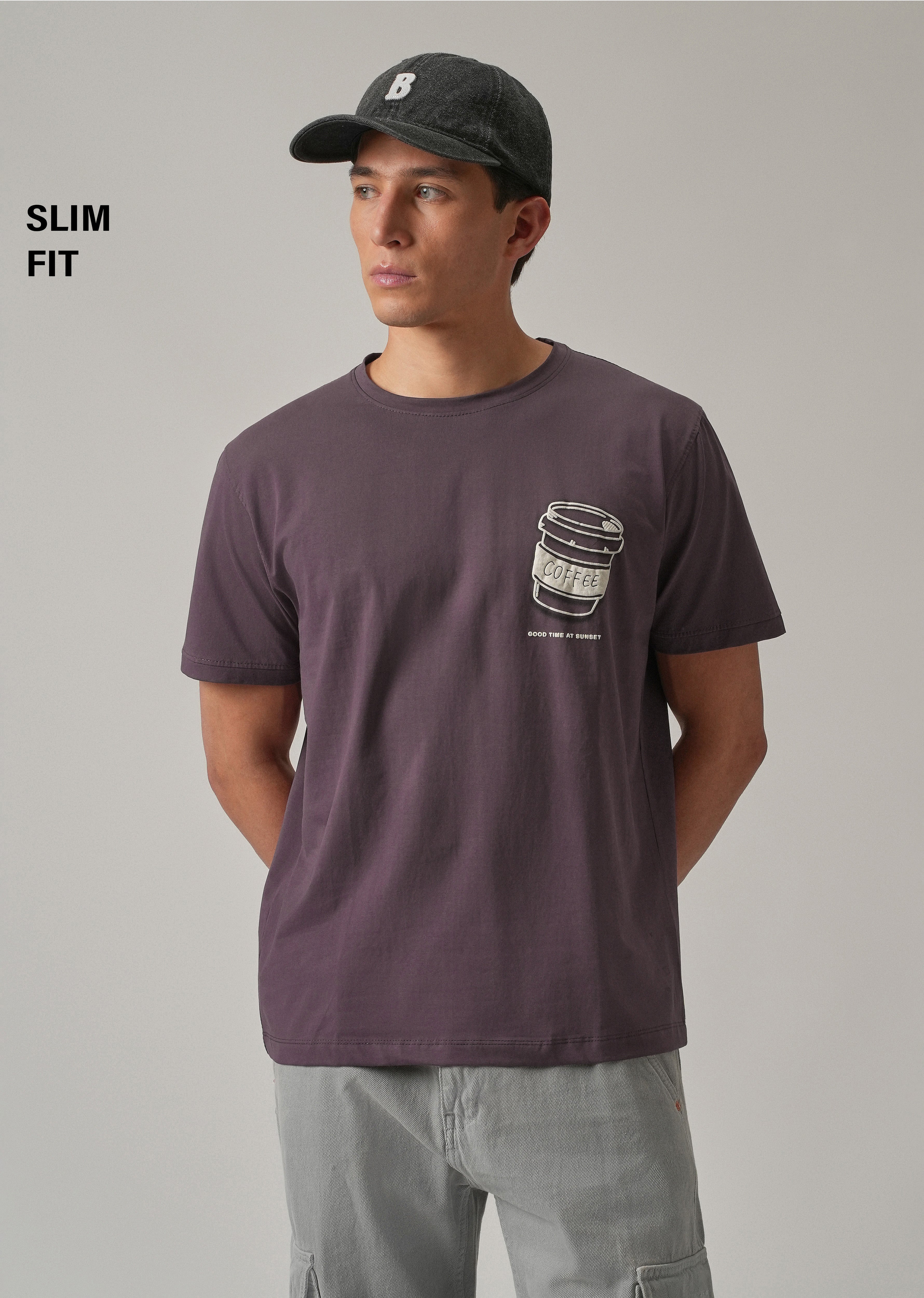 Violet Printed Slim Fit T-Shirt