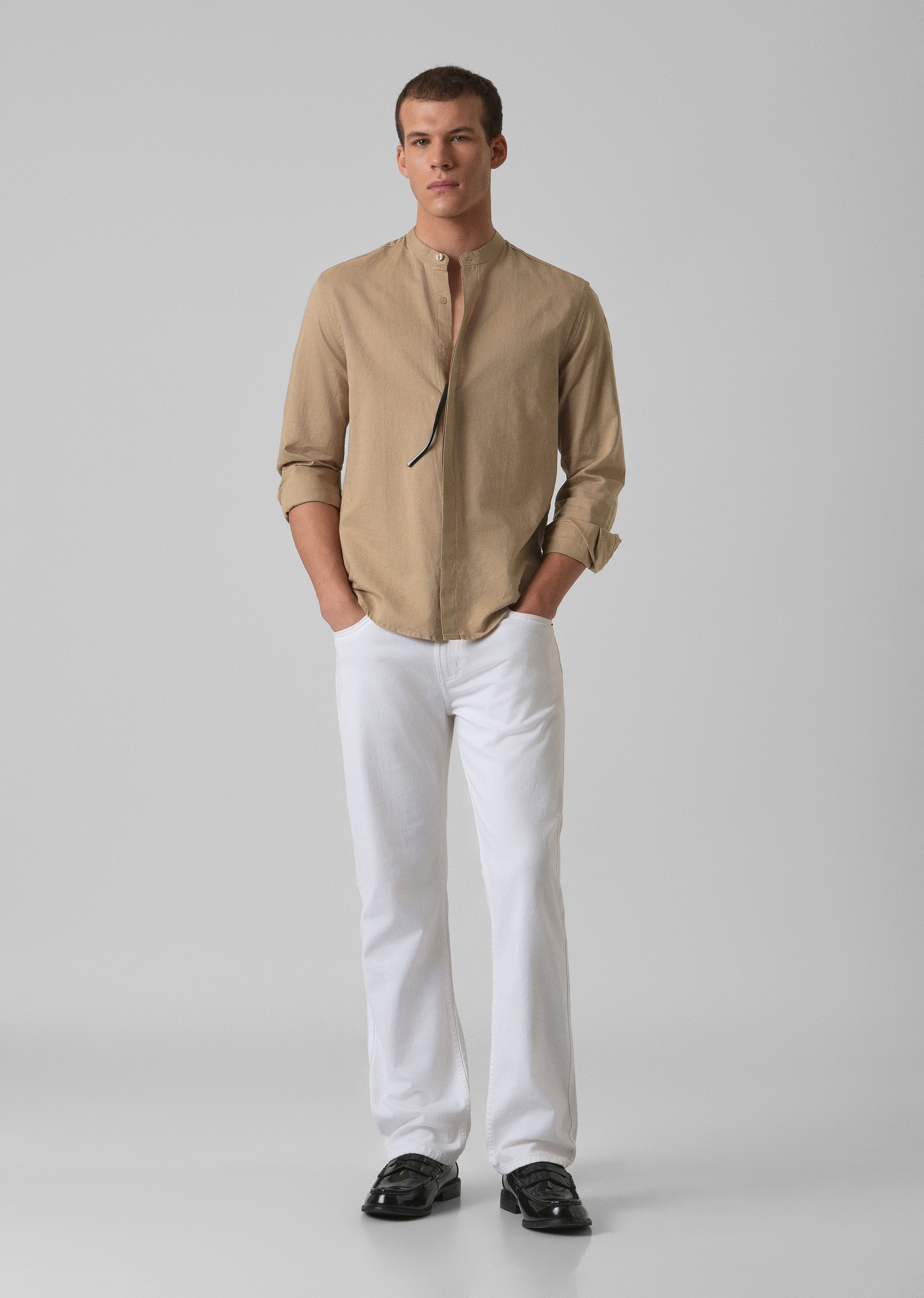 Warm Beige Cotton Linen Shirt