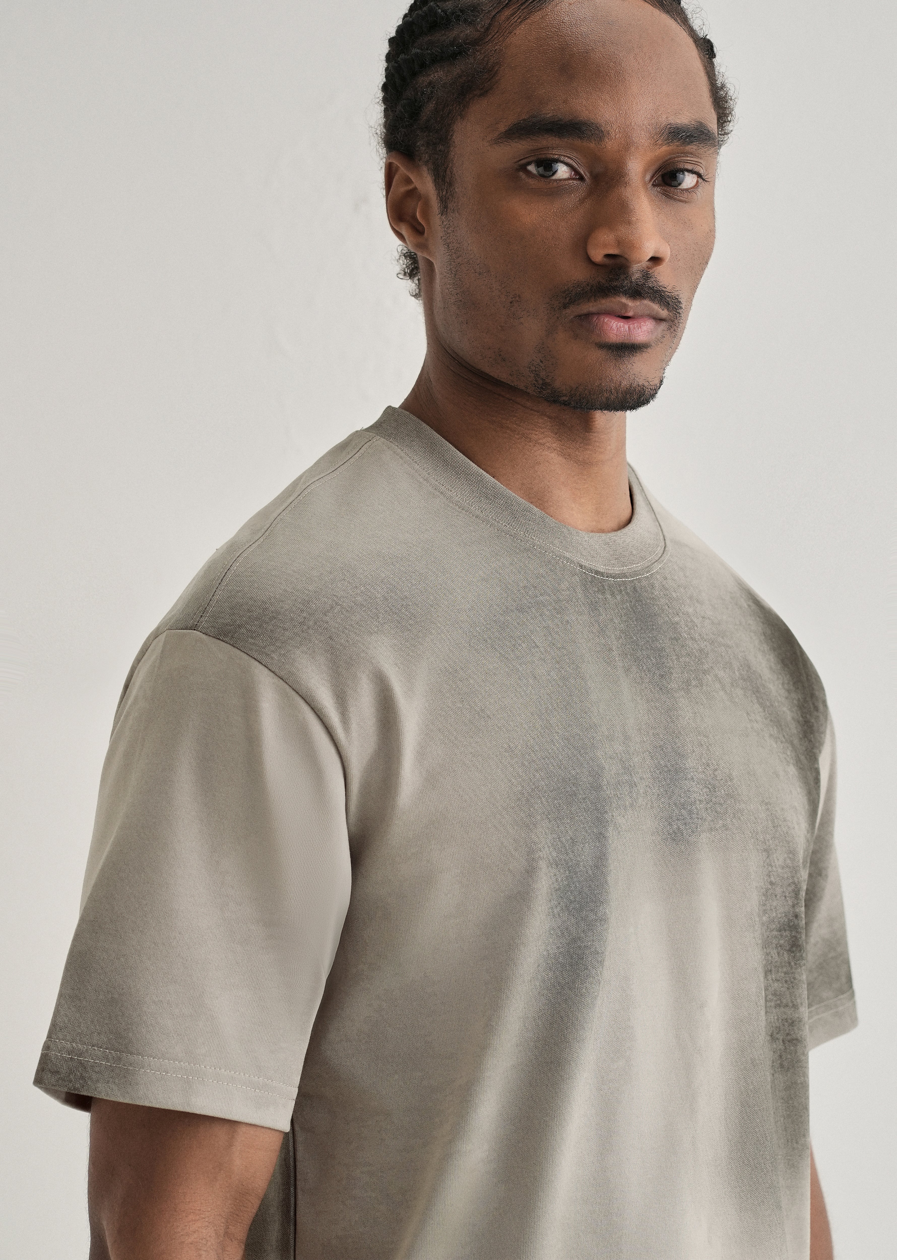 Warm Grey Smudge Wash Oversized T-shirt