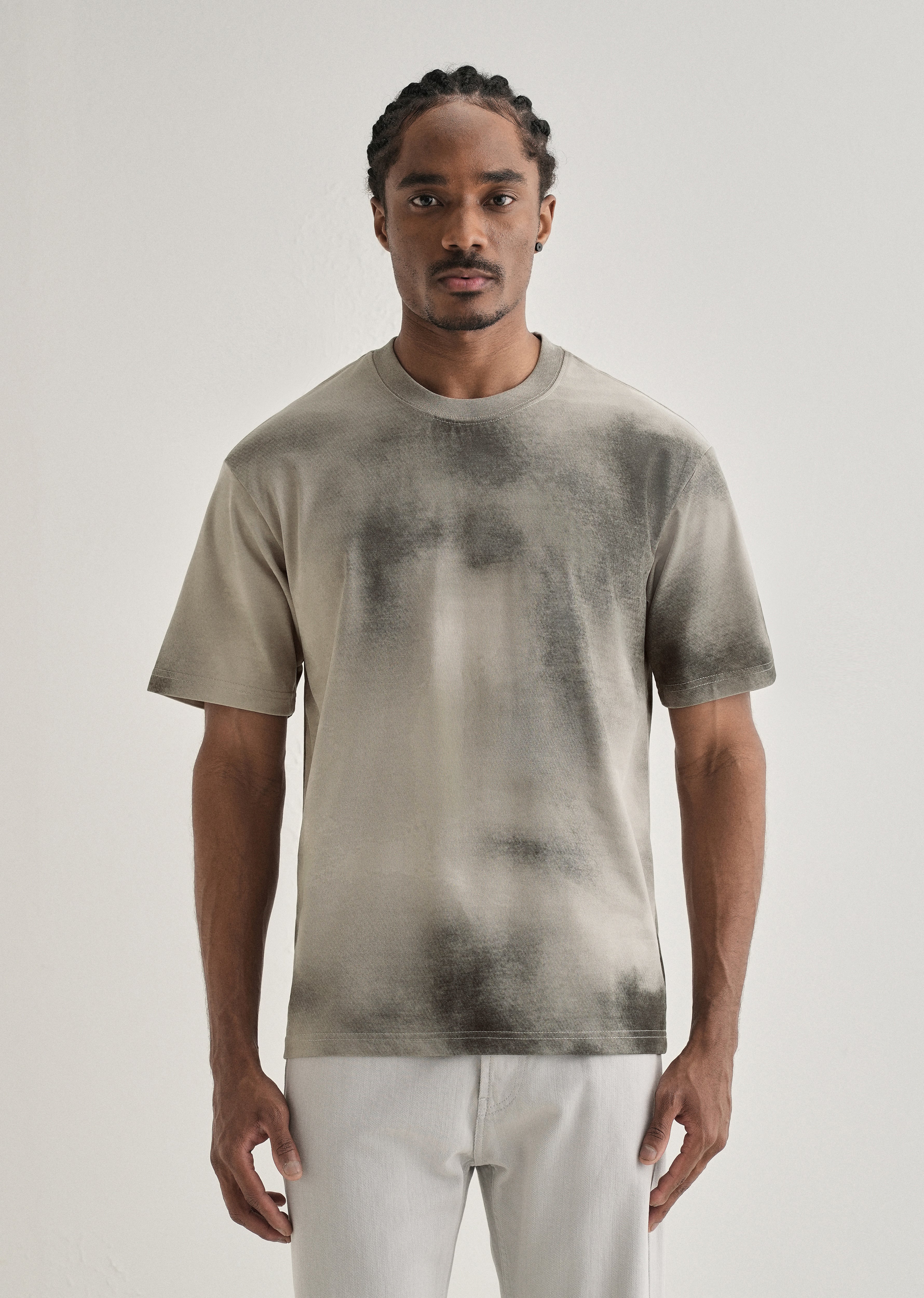 Warm Grey Smudge Wash Oversized T-shirt