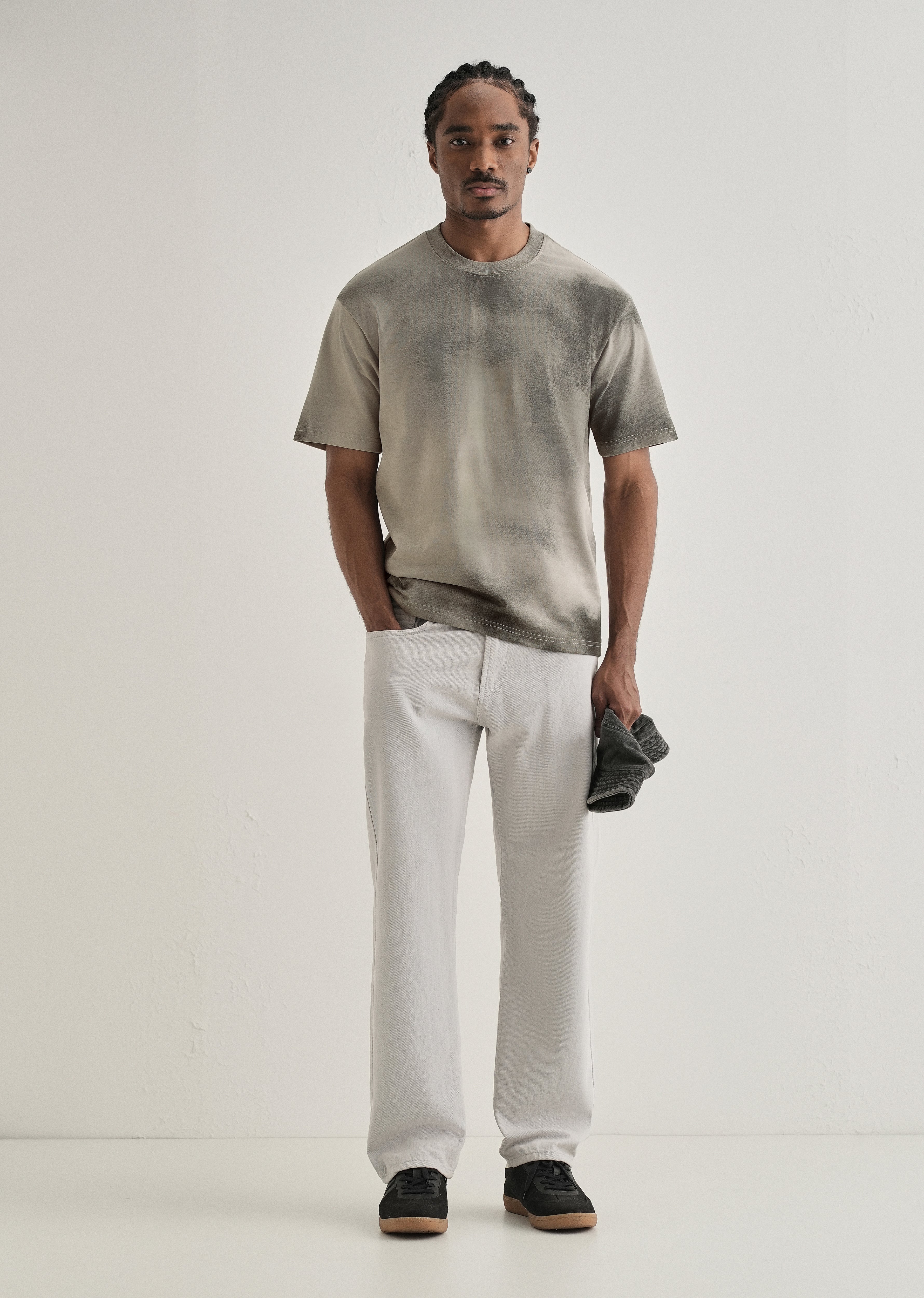 Warm Grey Smudge Wash Oversized T-shirt