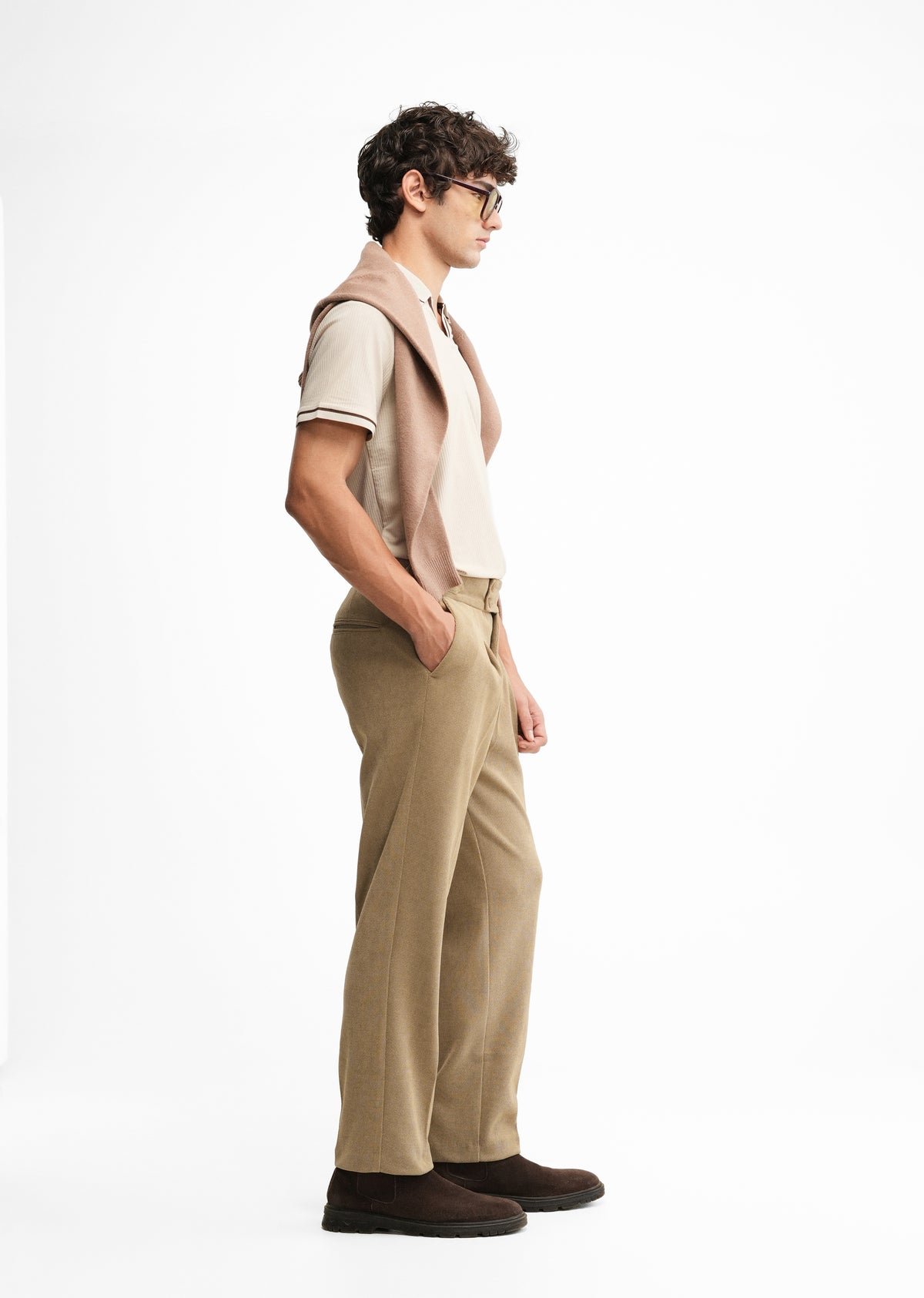 Tan Ribbed Stretch Gurkha Pant