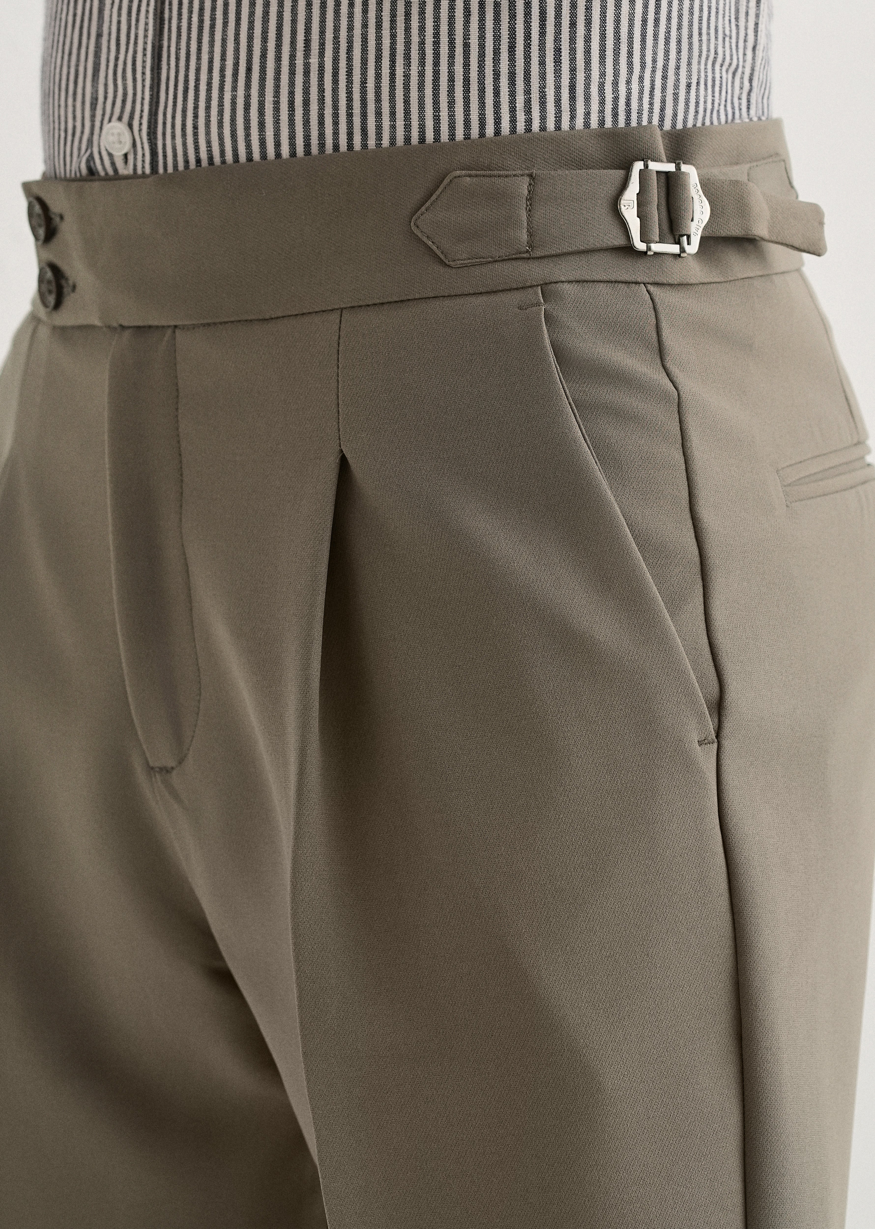 Warm Taupe Pleated Gurkha Pant