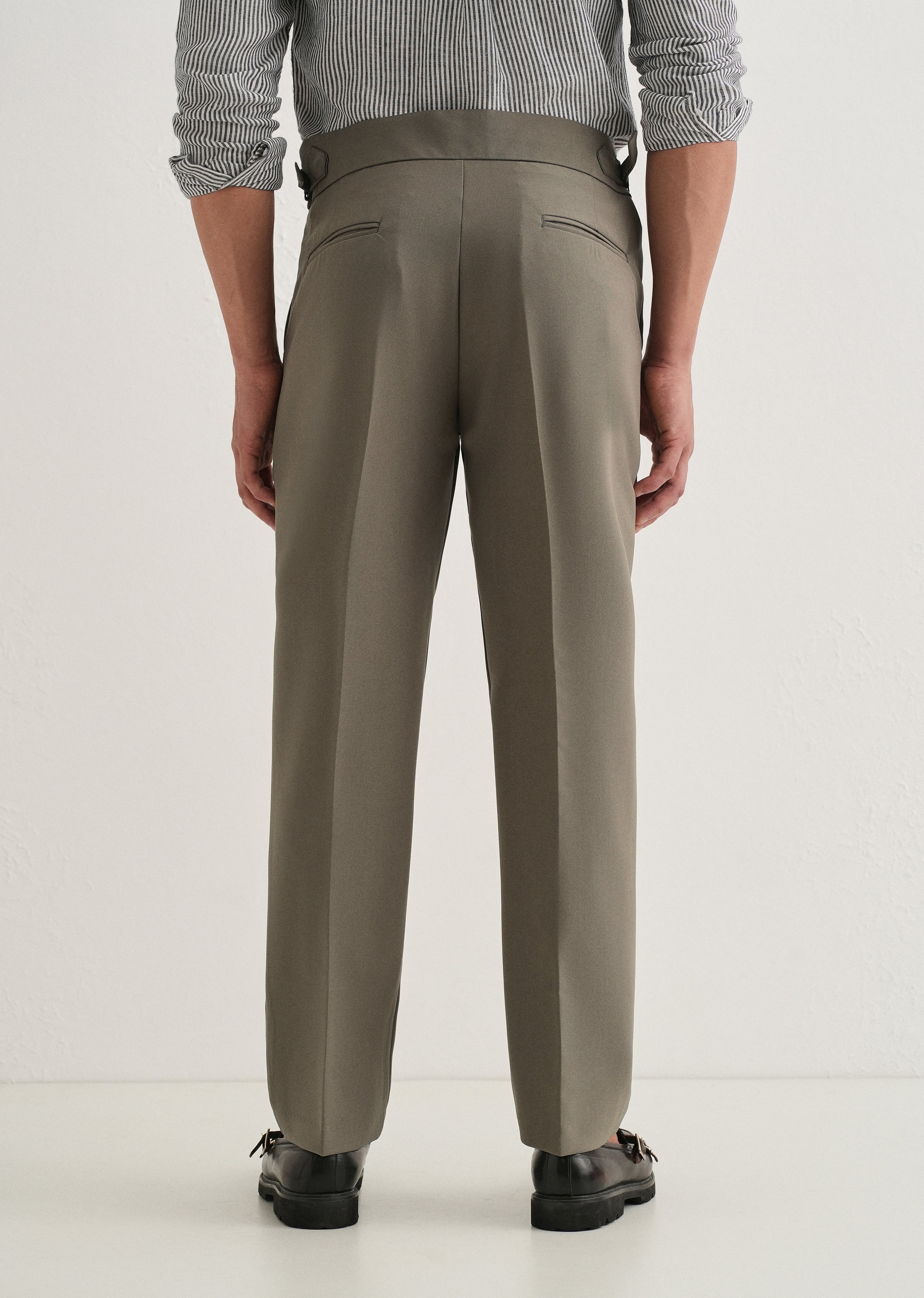 Warm Taupe Pleated Gurkha Pant