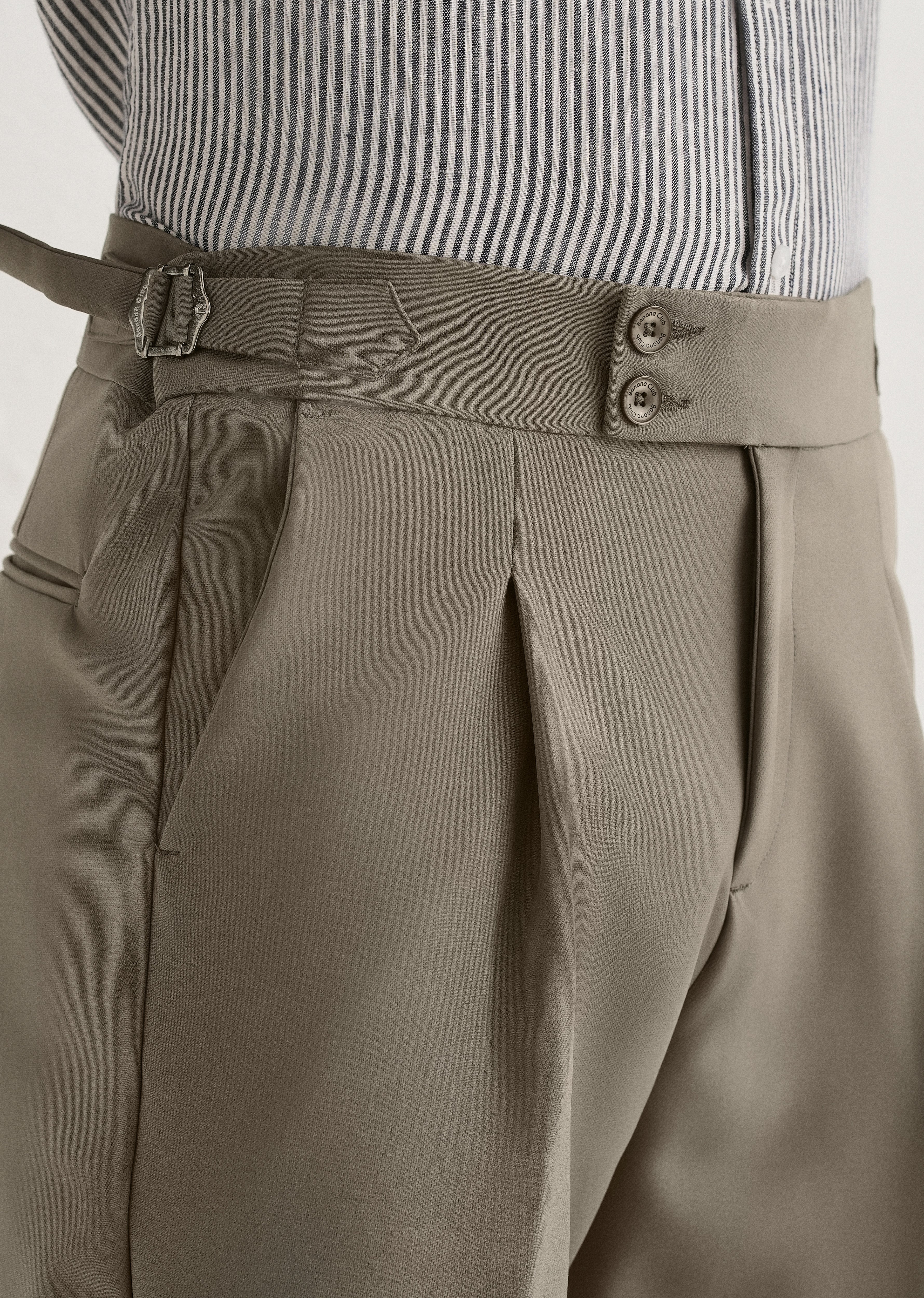 Warm Taupe Pleated Gurkha Pant