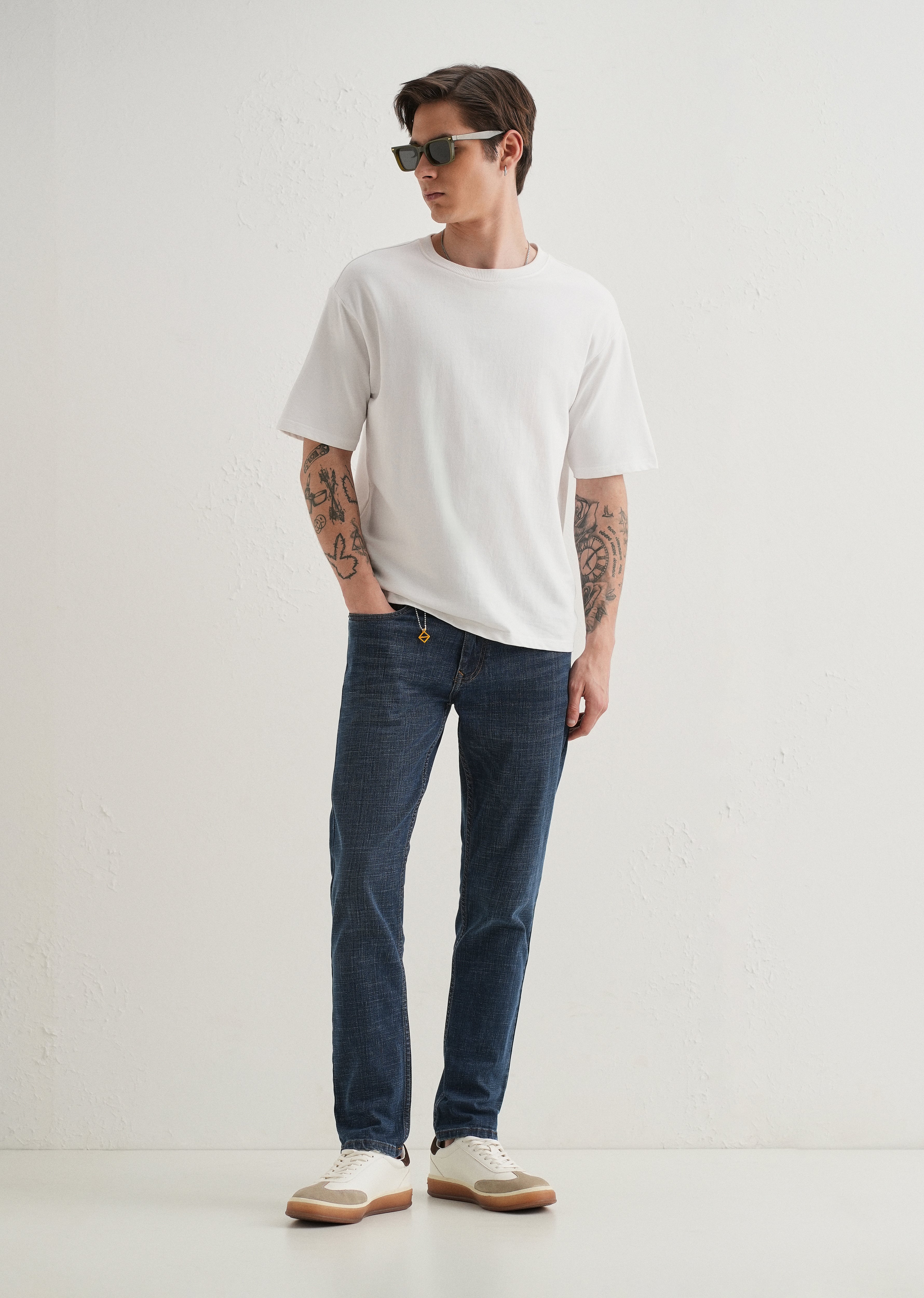 Washed Blue Slim Fit Ankle Length Jeans