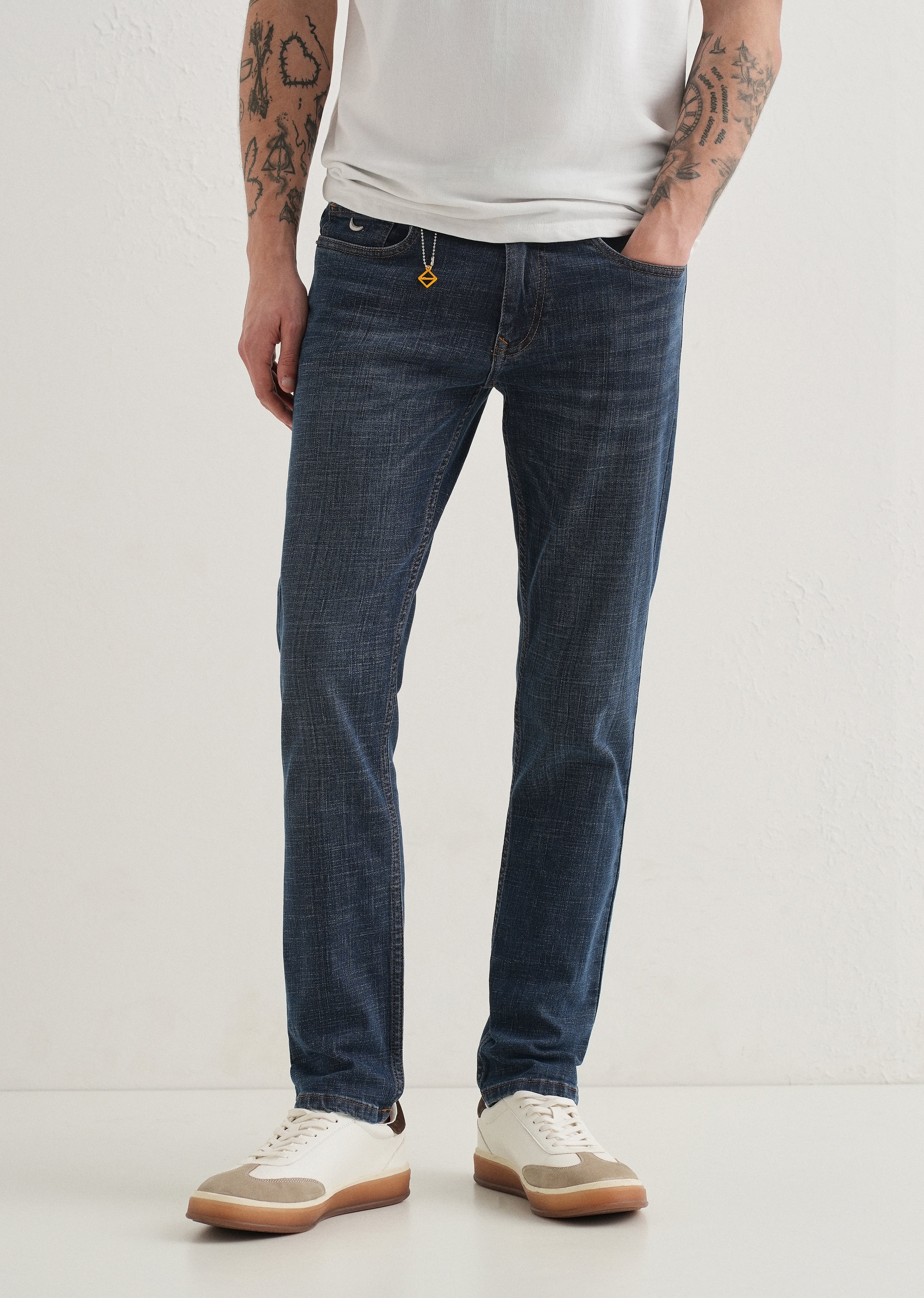 Washed Blue Slim Fit Ankle Length Jeans