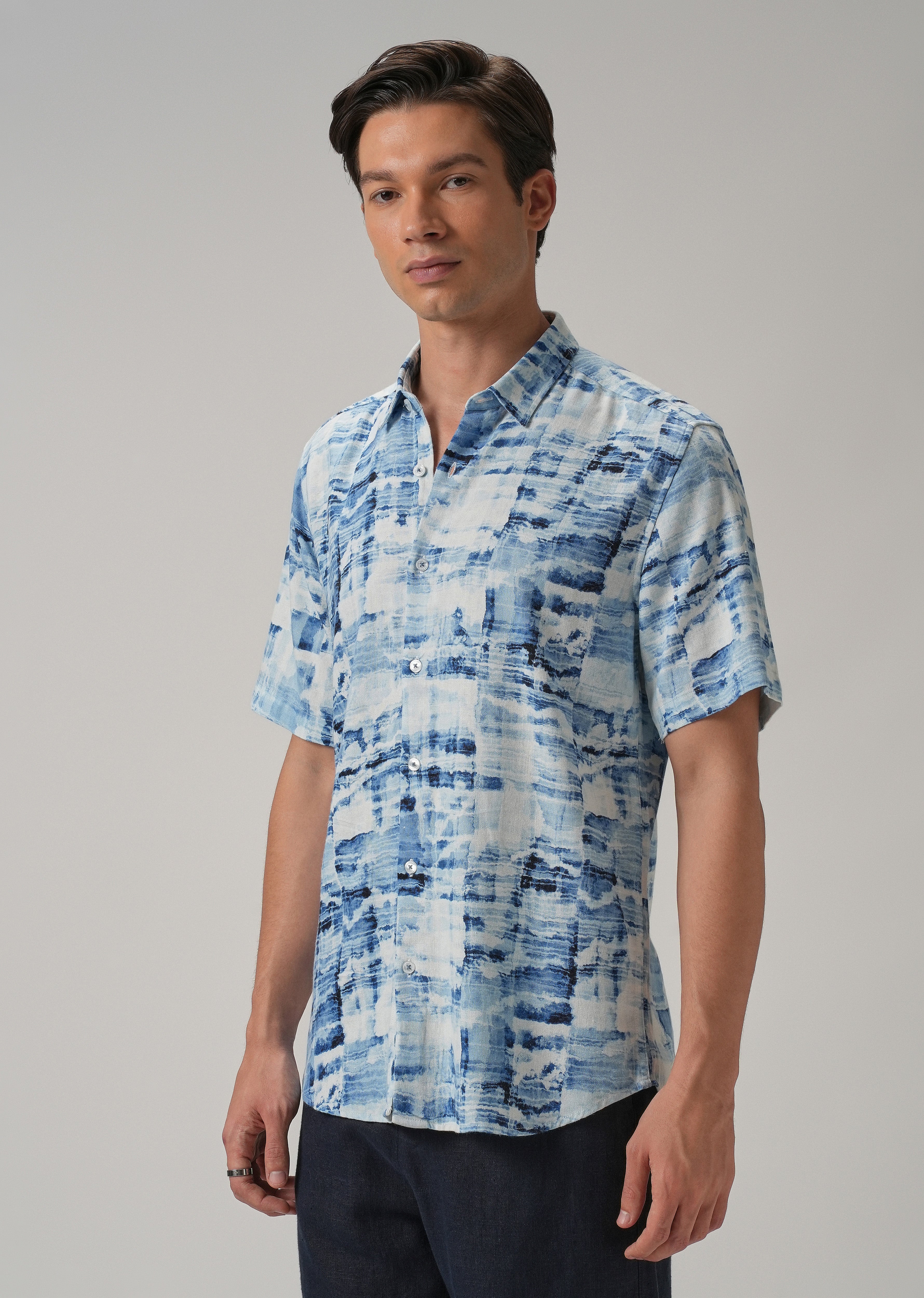 Wash out Print Half Sleeve shirt