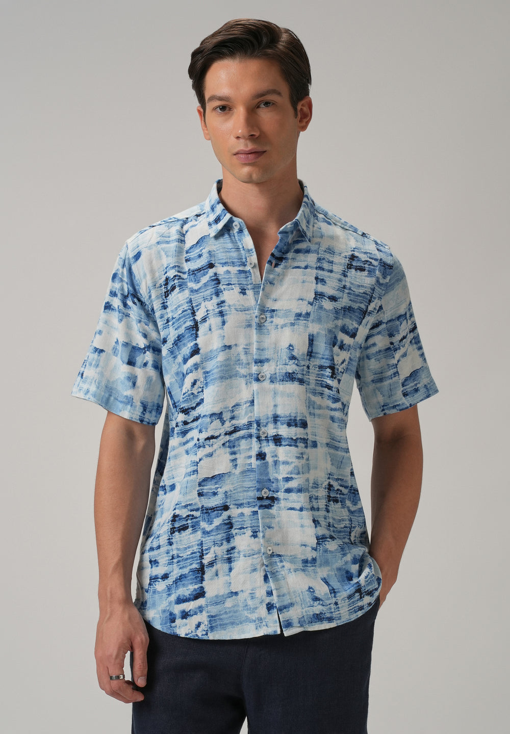 Wash out Print Half Sleeve shirt