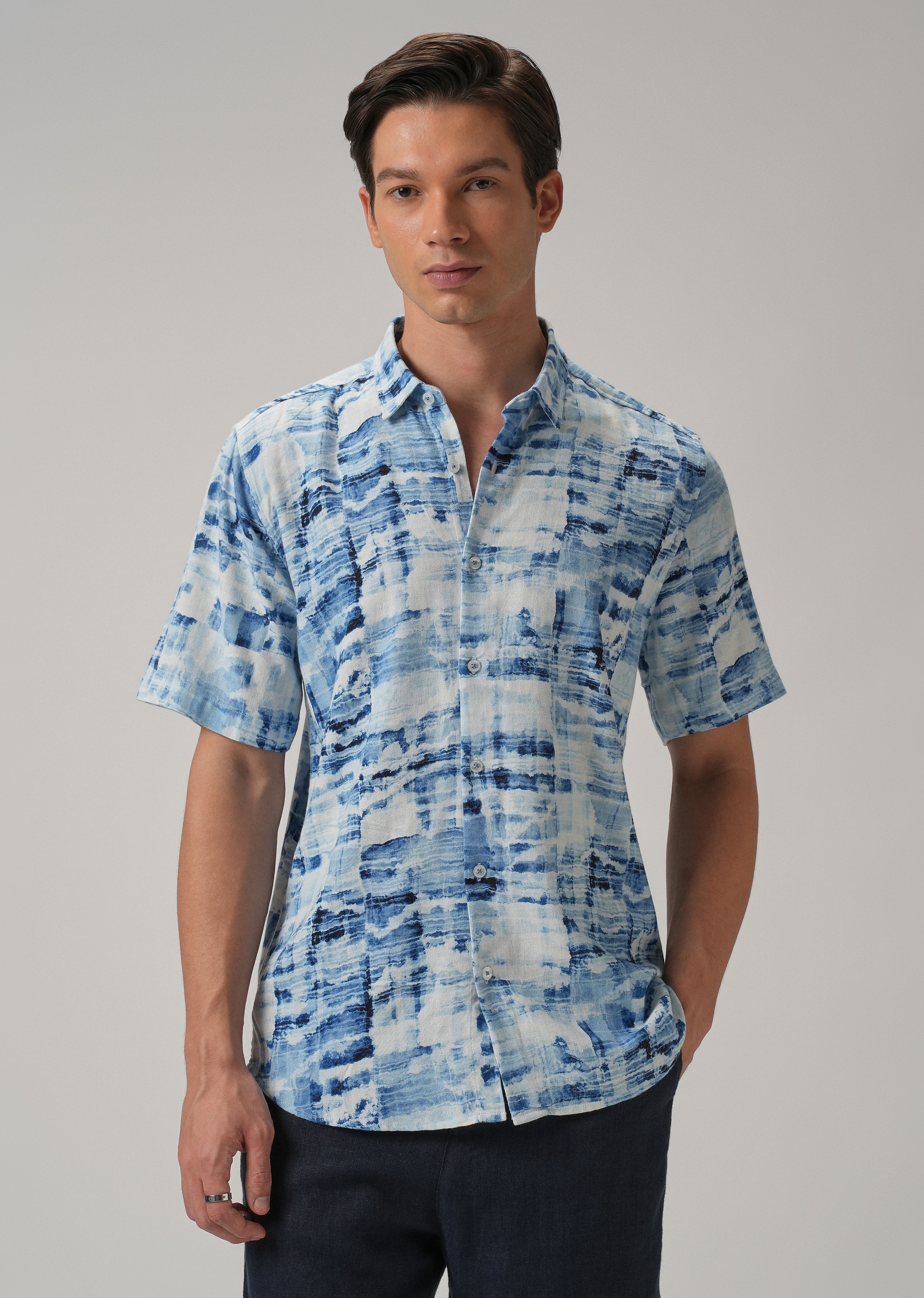 Wash out Print Half Sleeve shirt