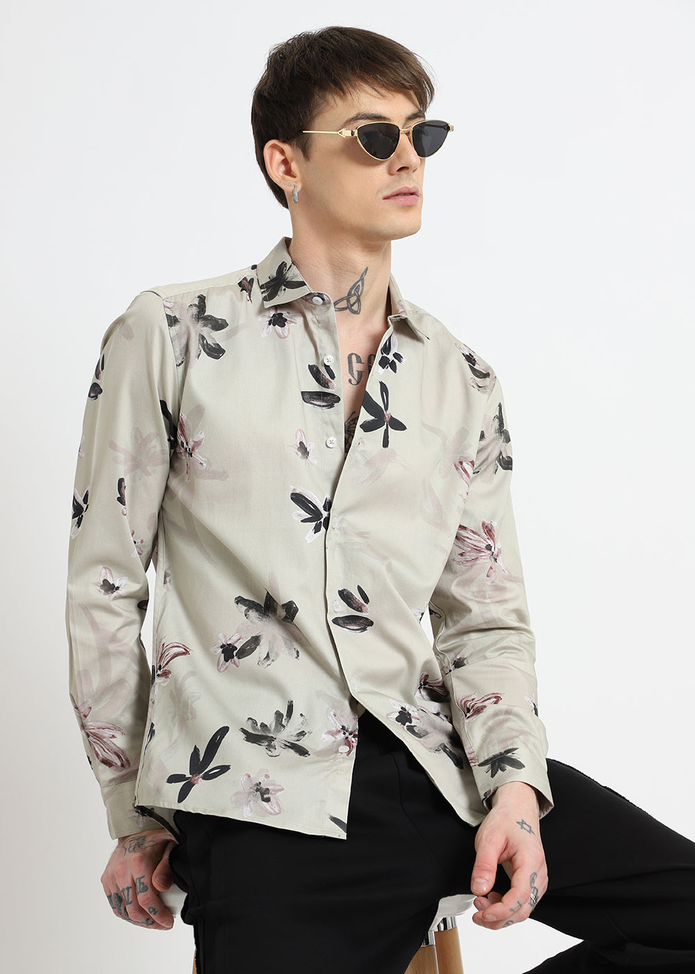 Watercolor Floral Printed Shirt