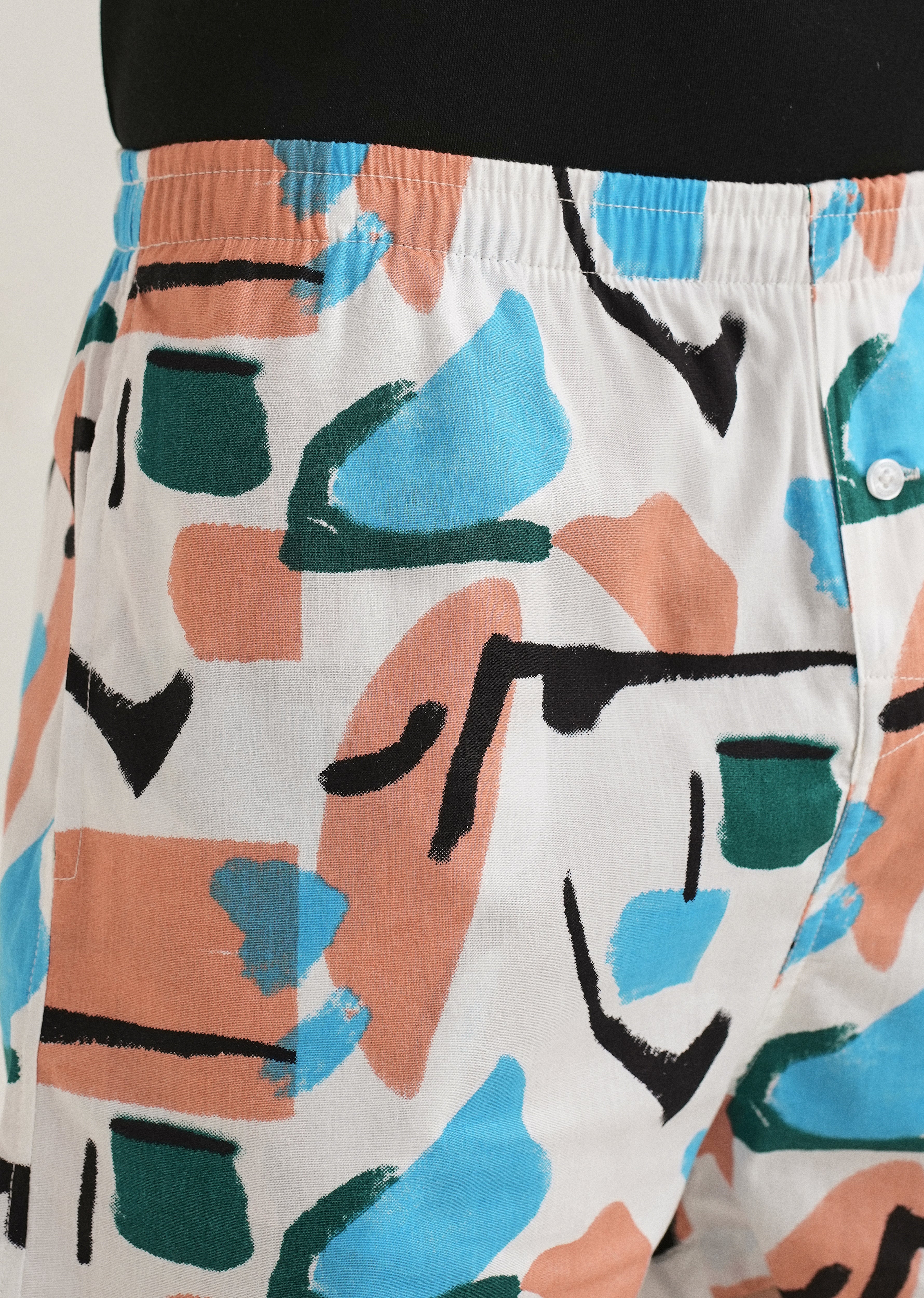 White Abstract Colour Printed Boxer