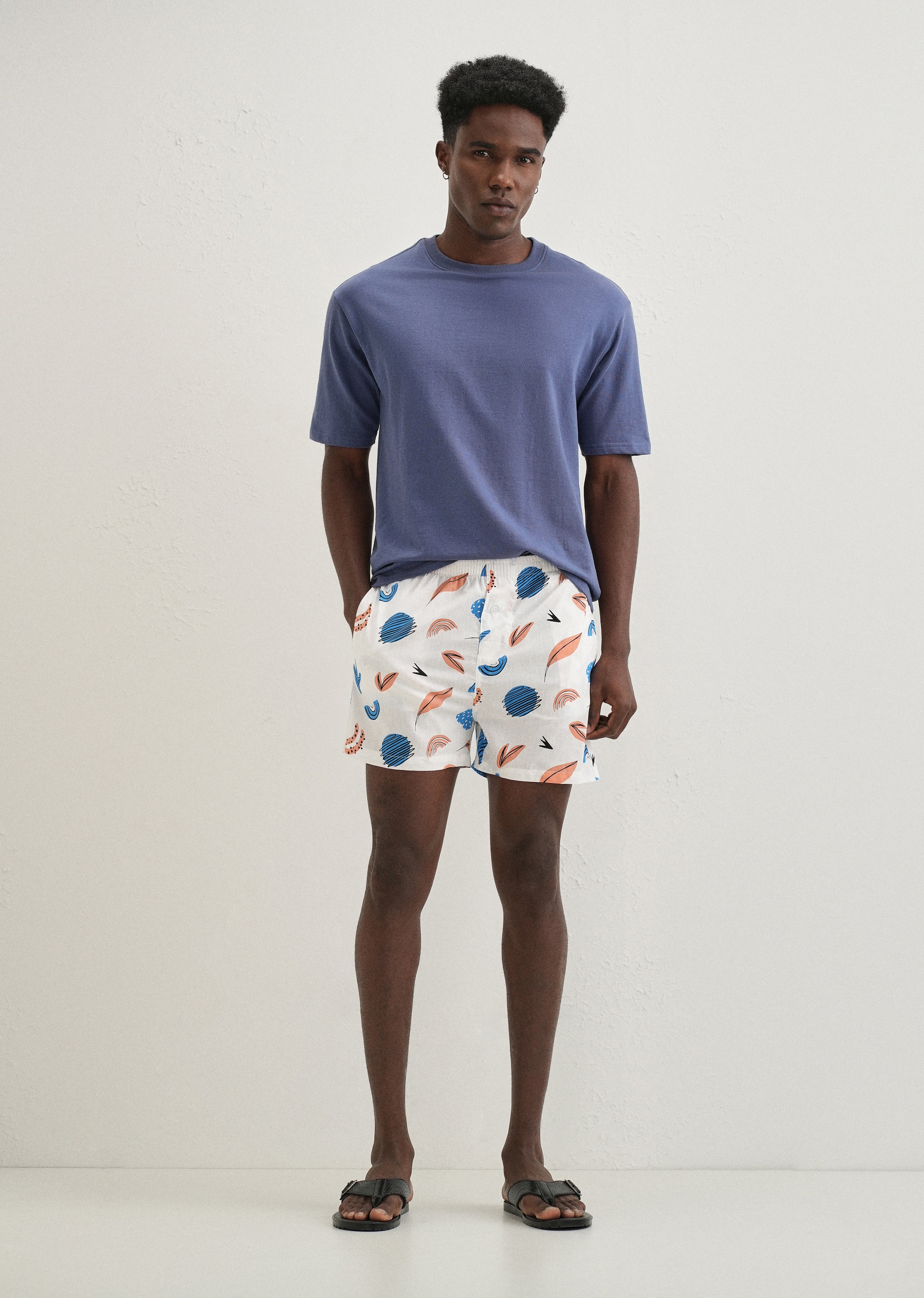 White Abstract Printed Boxer