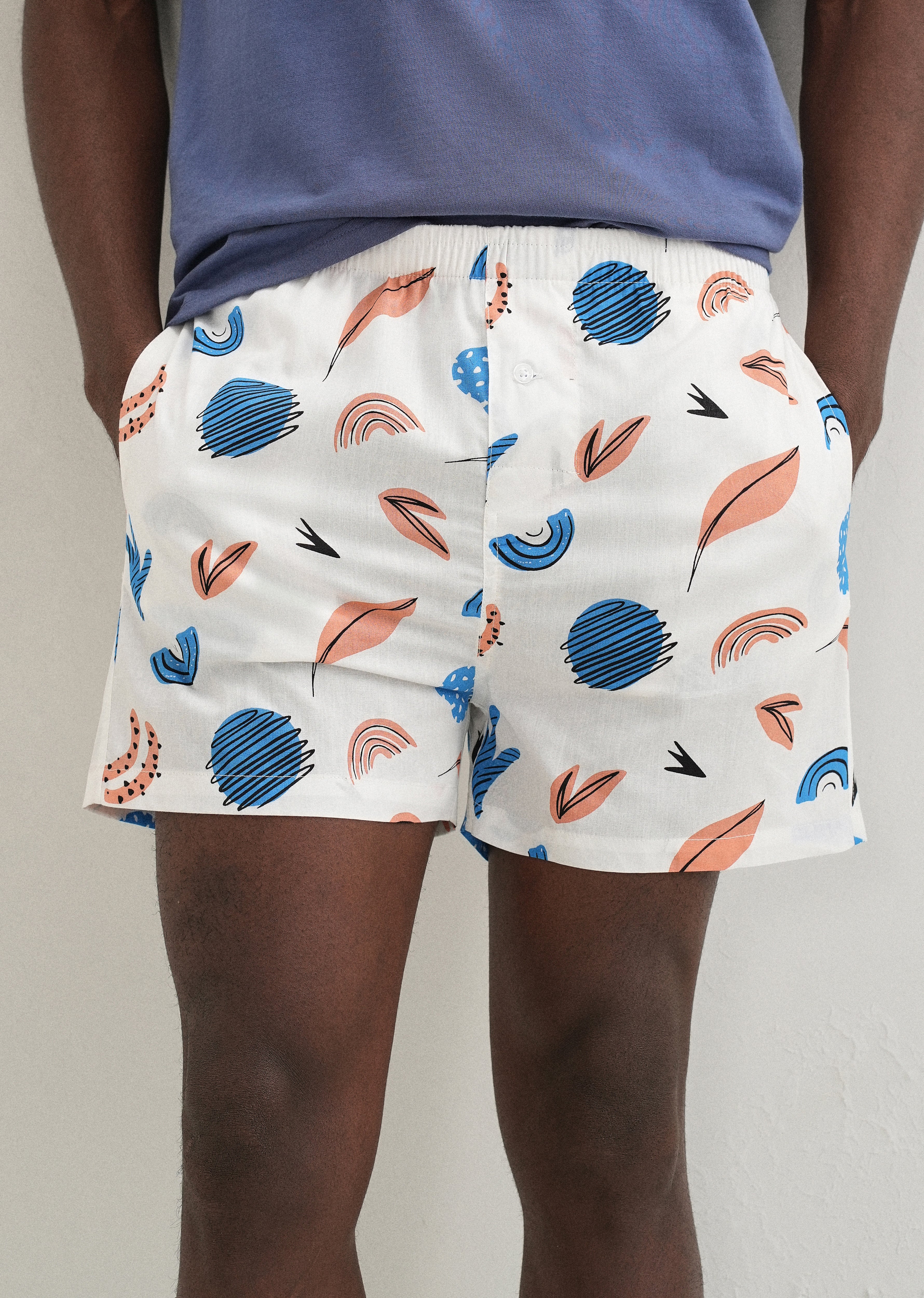 White Abstract Printed Boxer
