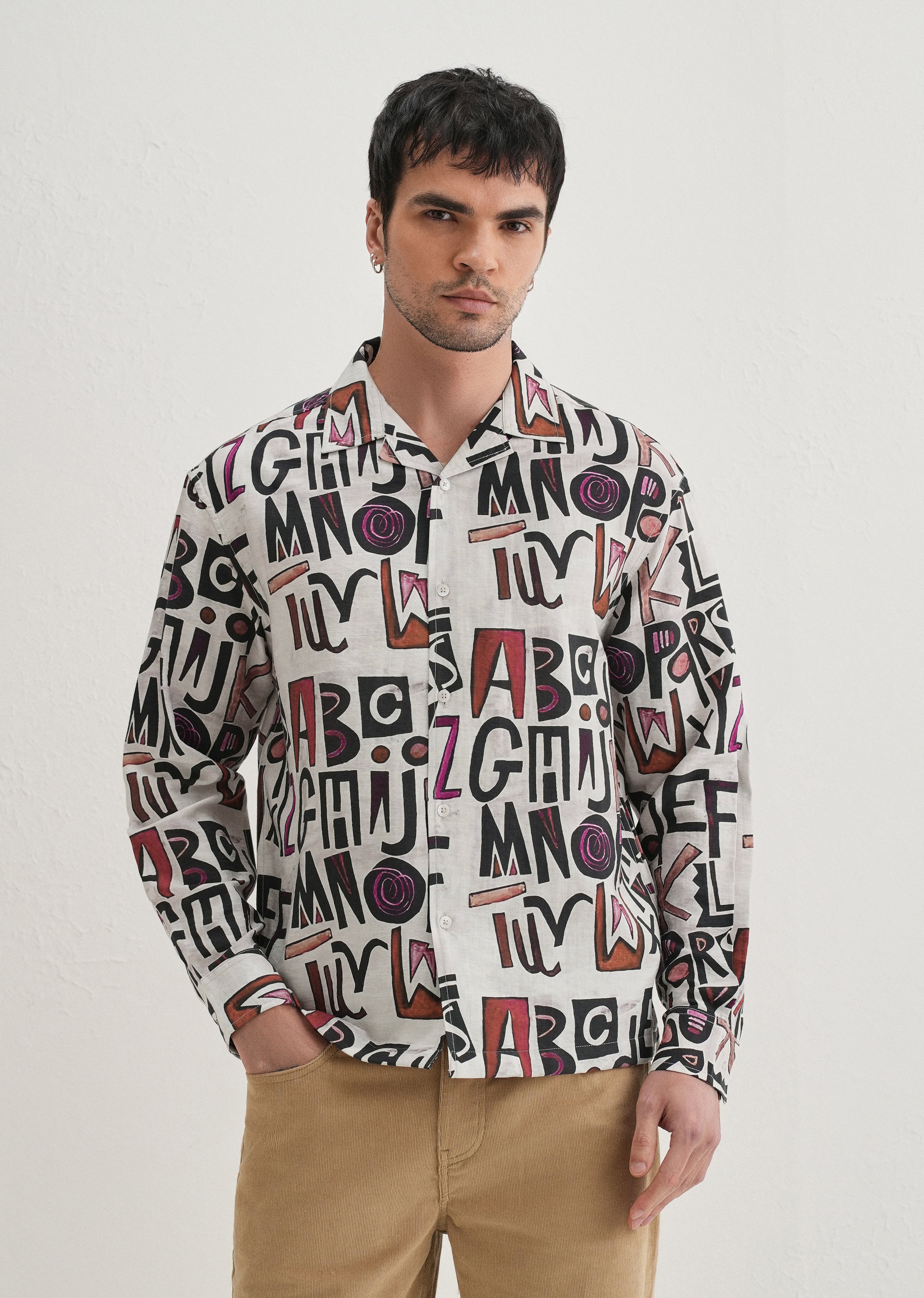 White Artform Typo Printed Shirt