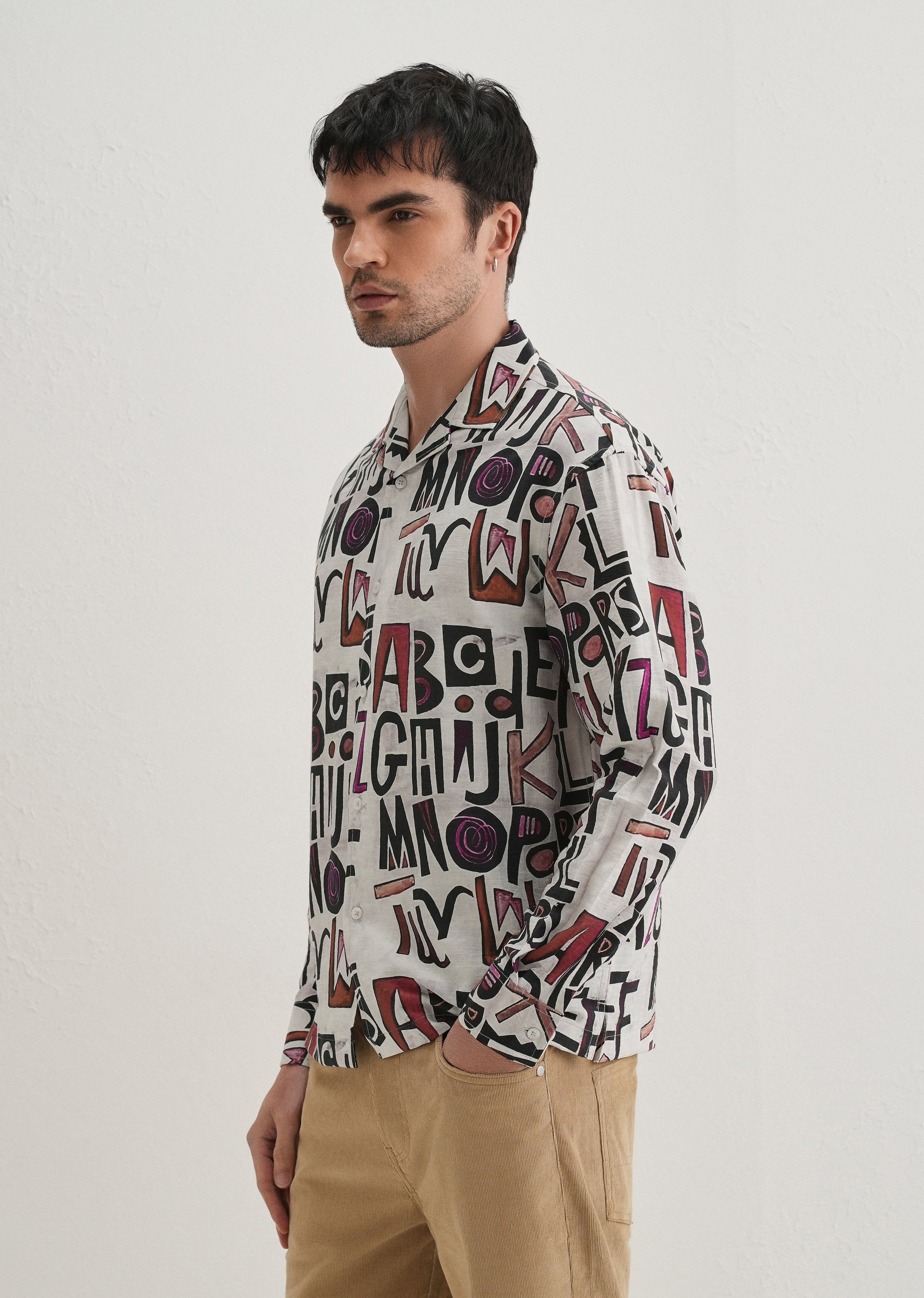 White Artform Typo Printed Shirt