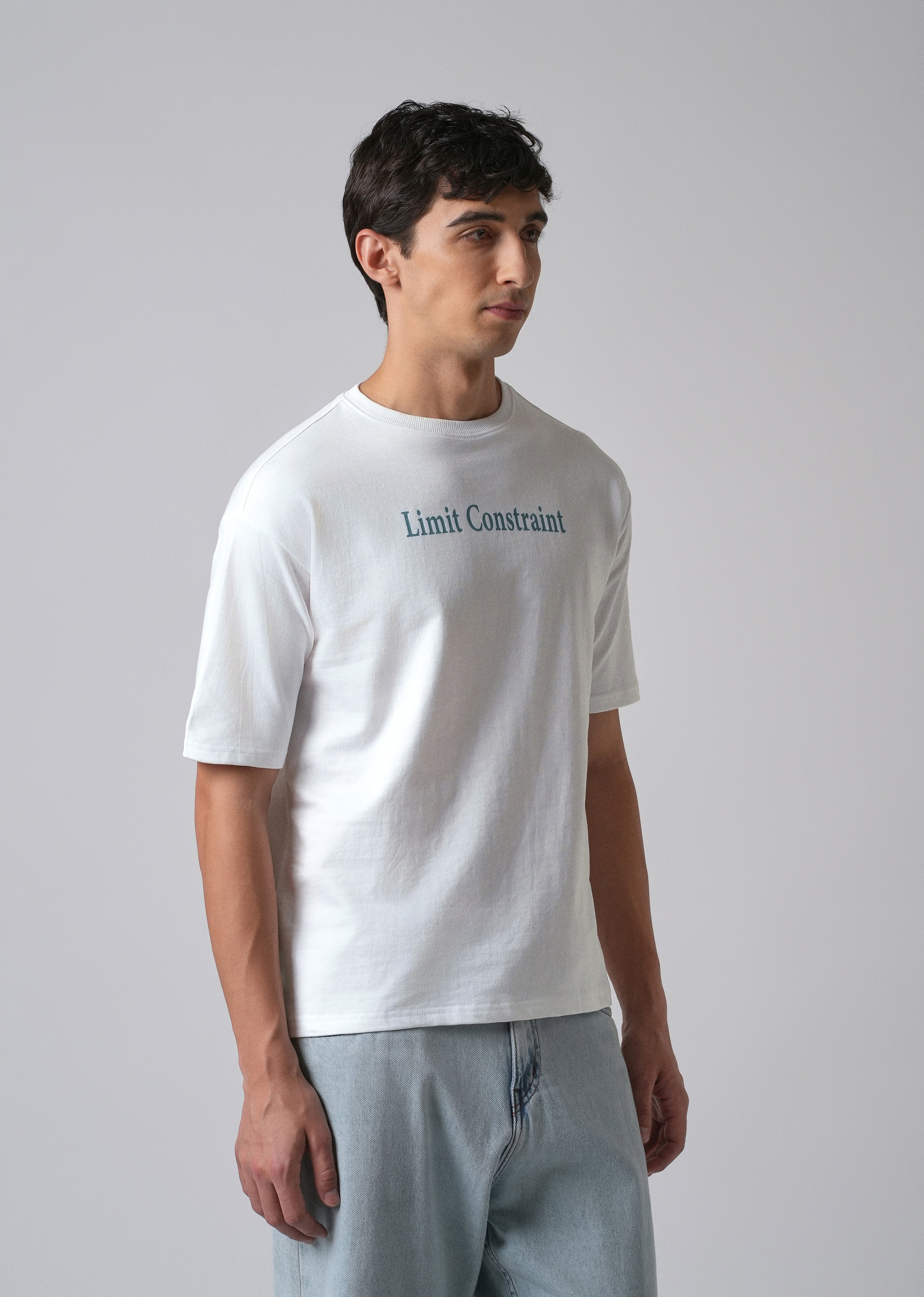 White Back Print Relaxed Fit T- shirt