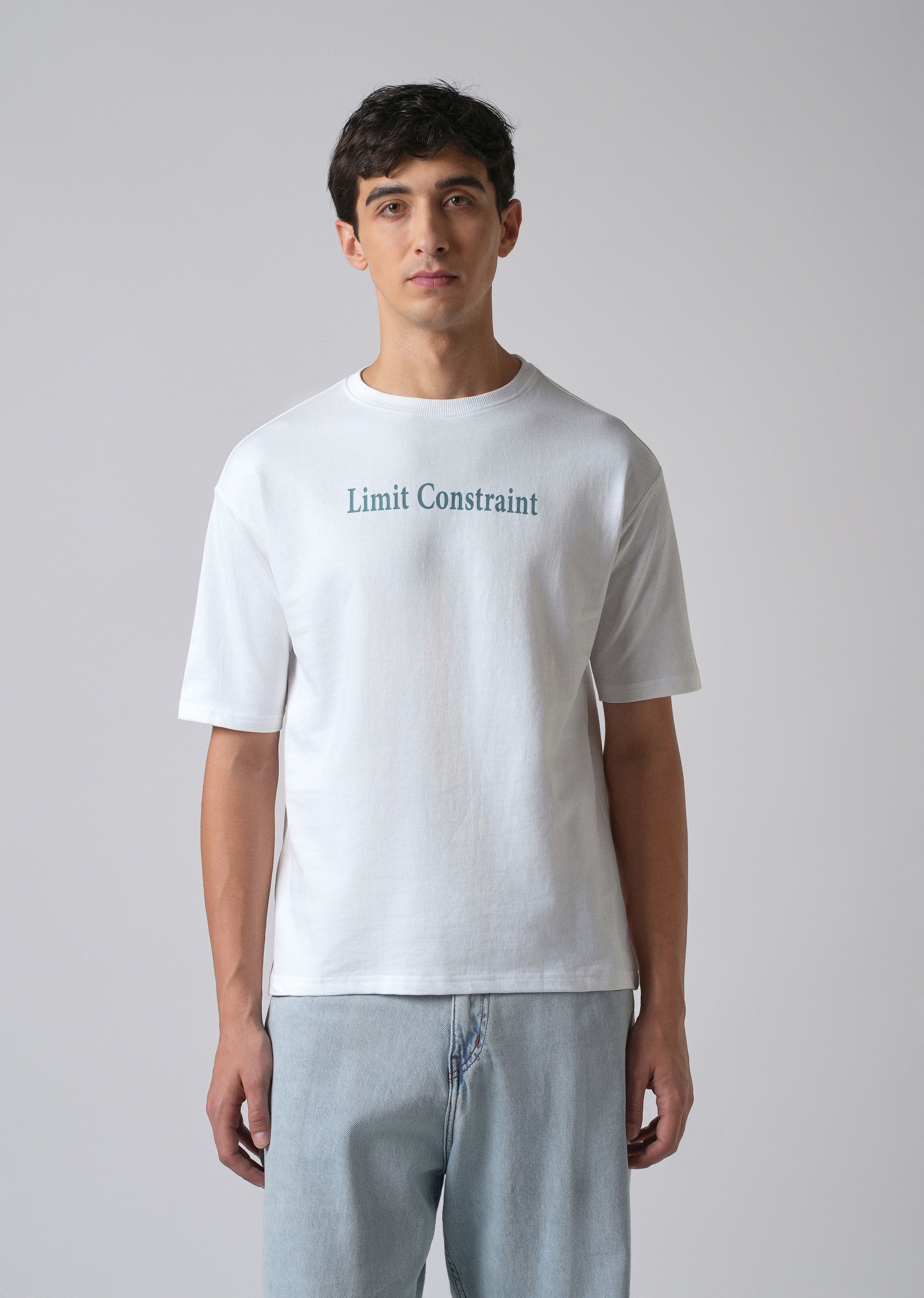 White Back Print Relaxed Fit T- shirt