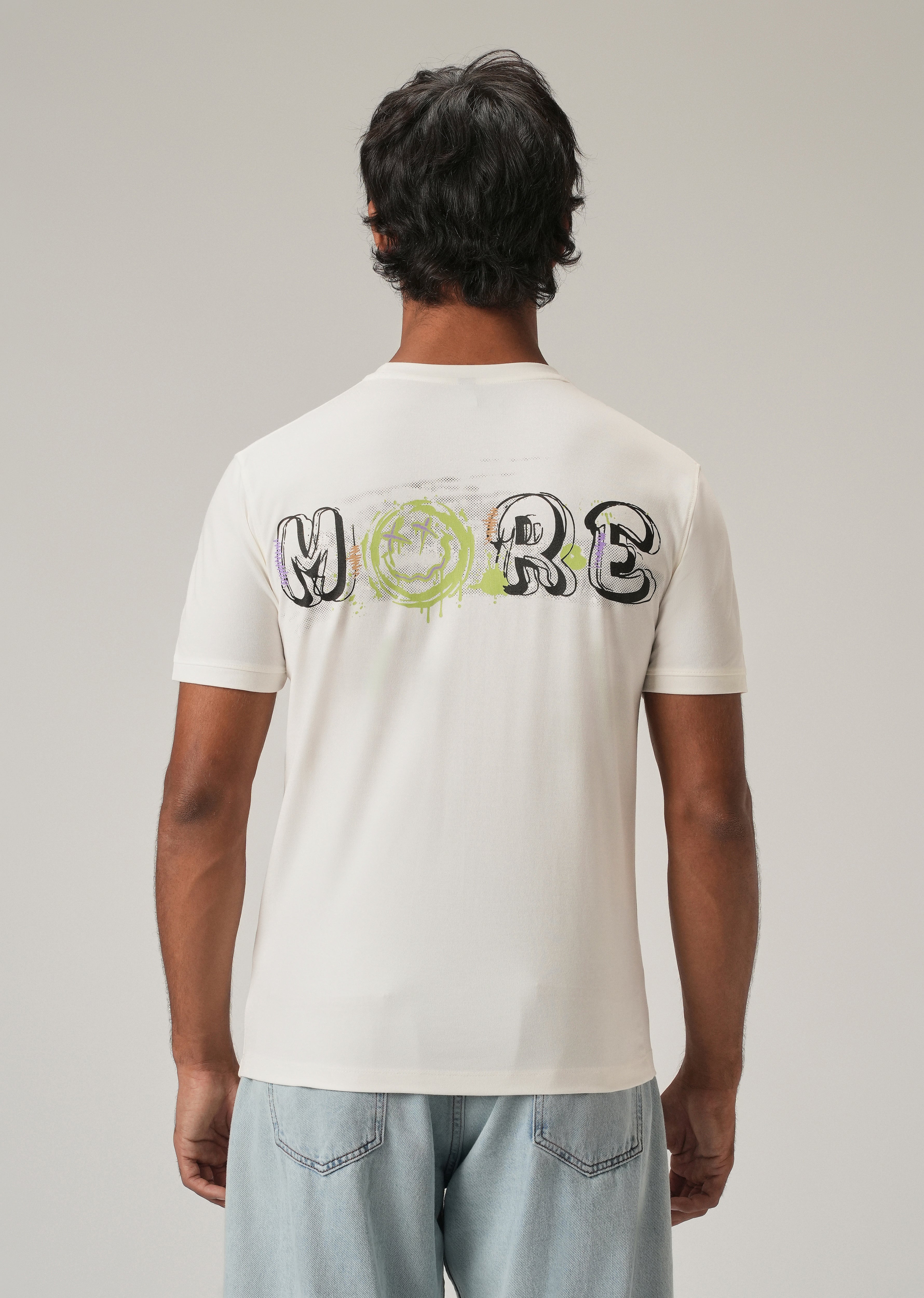 White Back Print Slim Fit T-Shirt