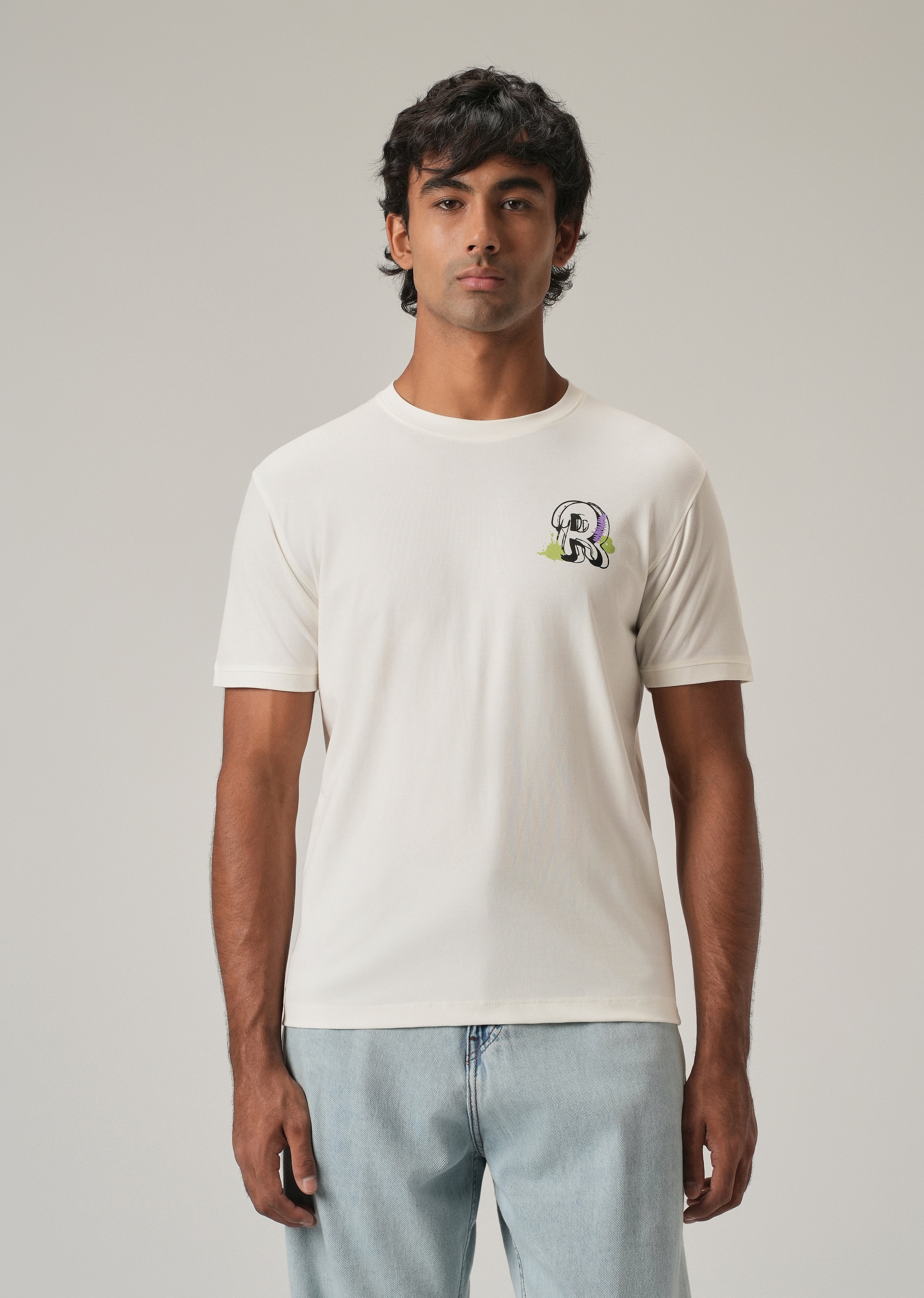 White Back Print Slim Fit T-Shirt