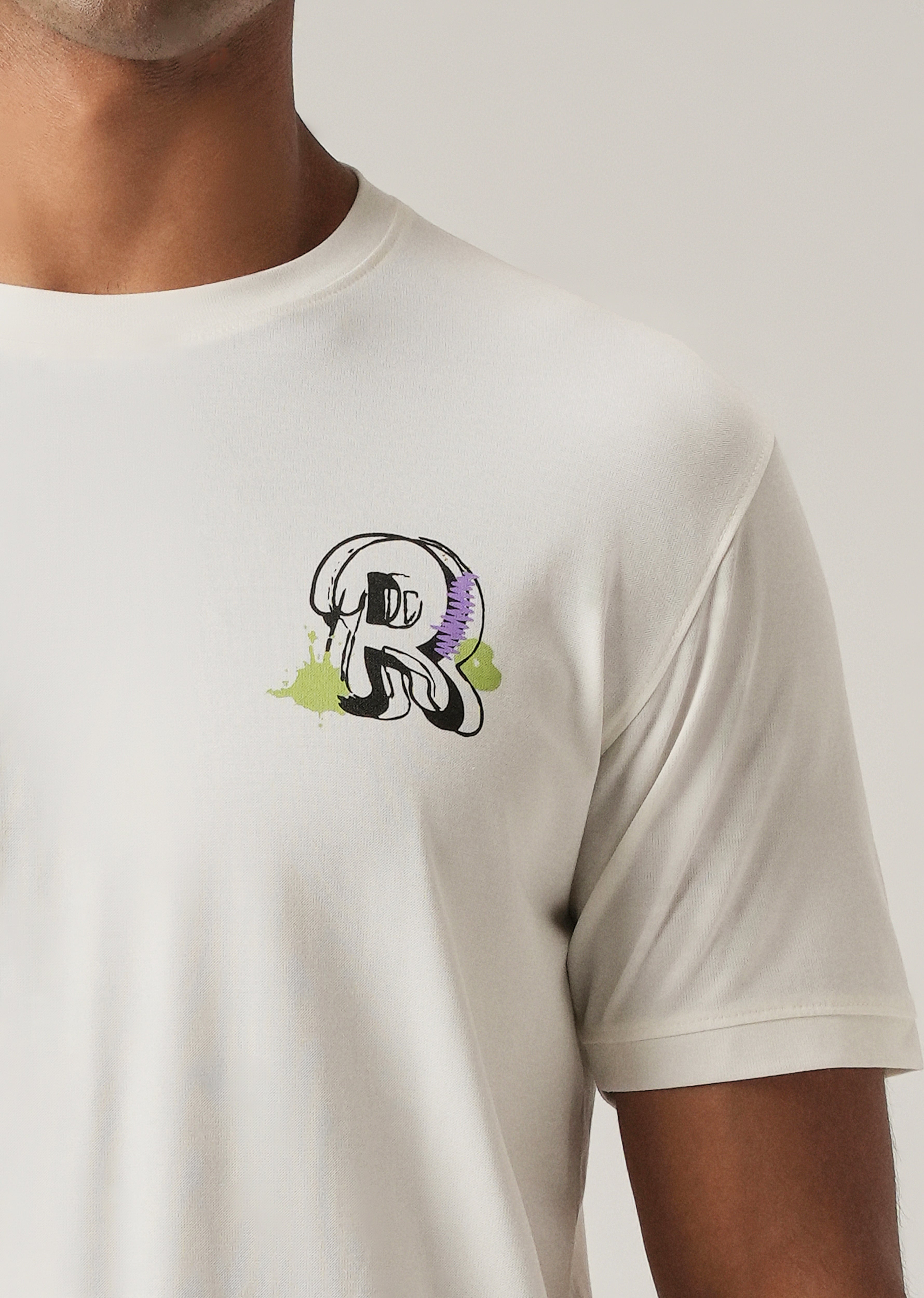 White Back Print Slim Fit T-Shirt