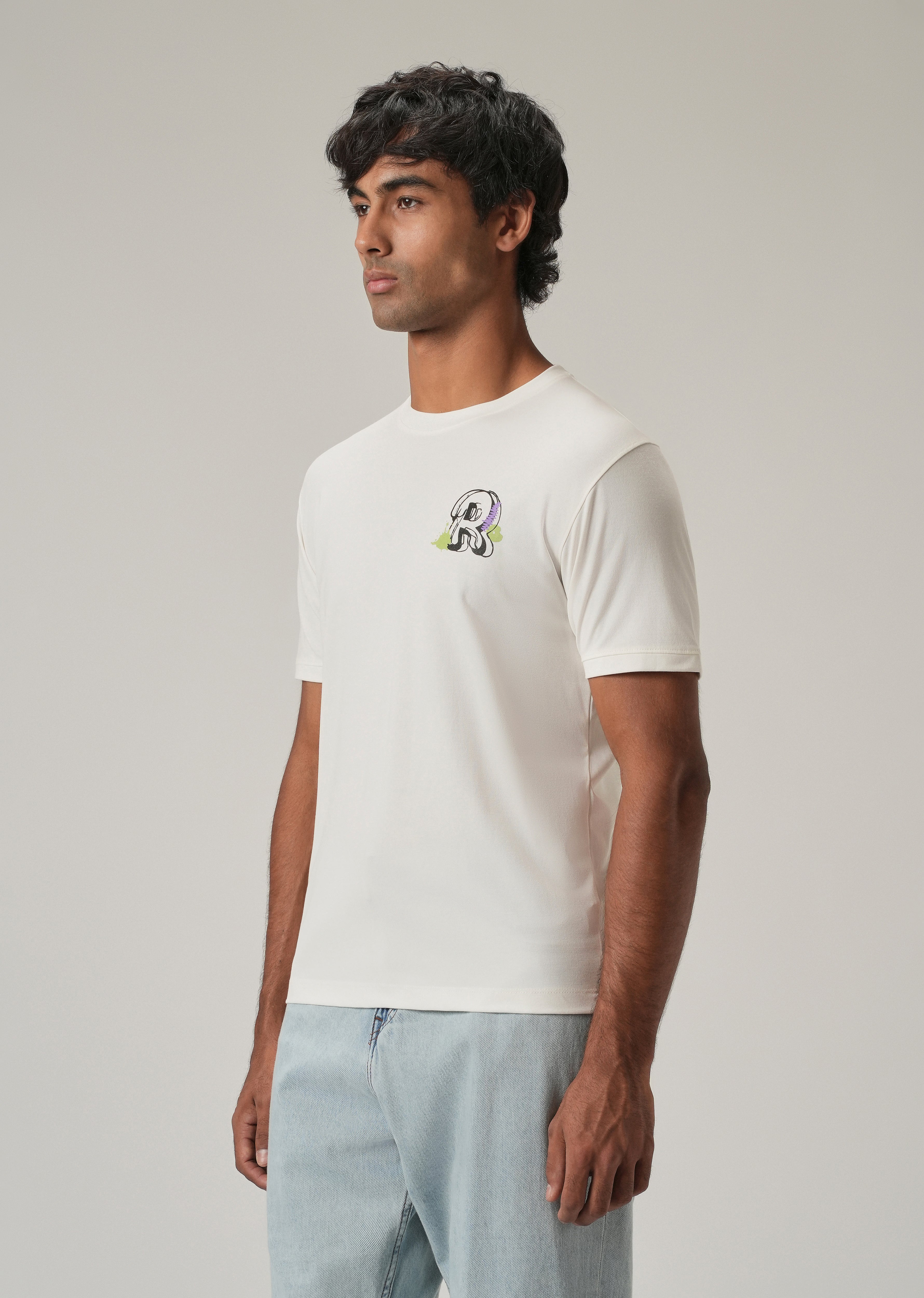 White Back Print Slim Fit T-Shirt