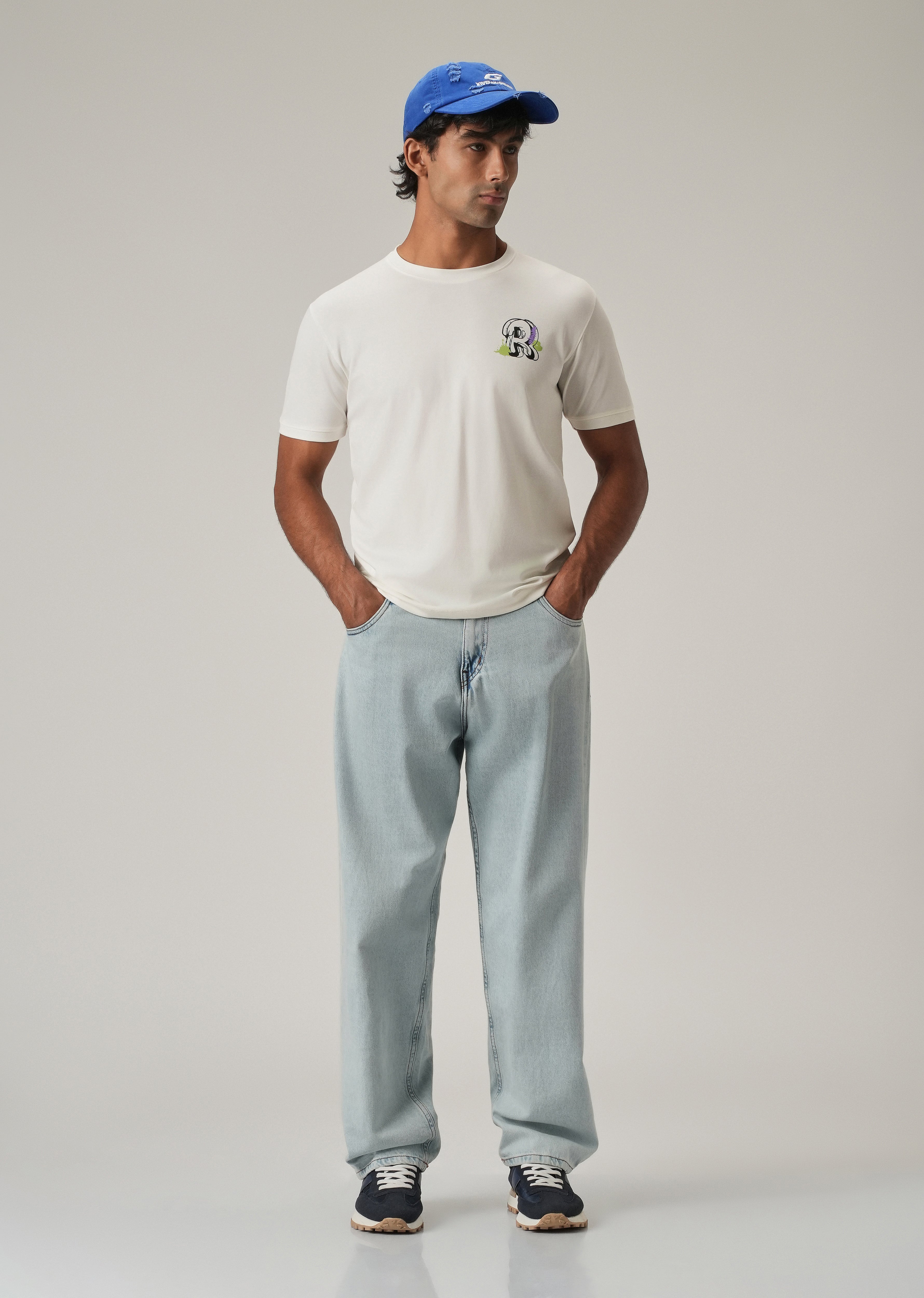 White Back Print Slim Fit T-Shirt