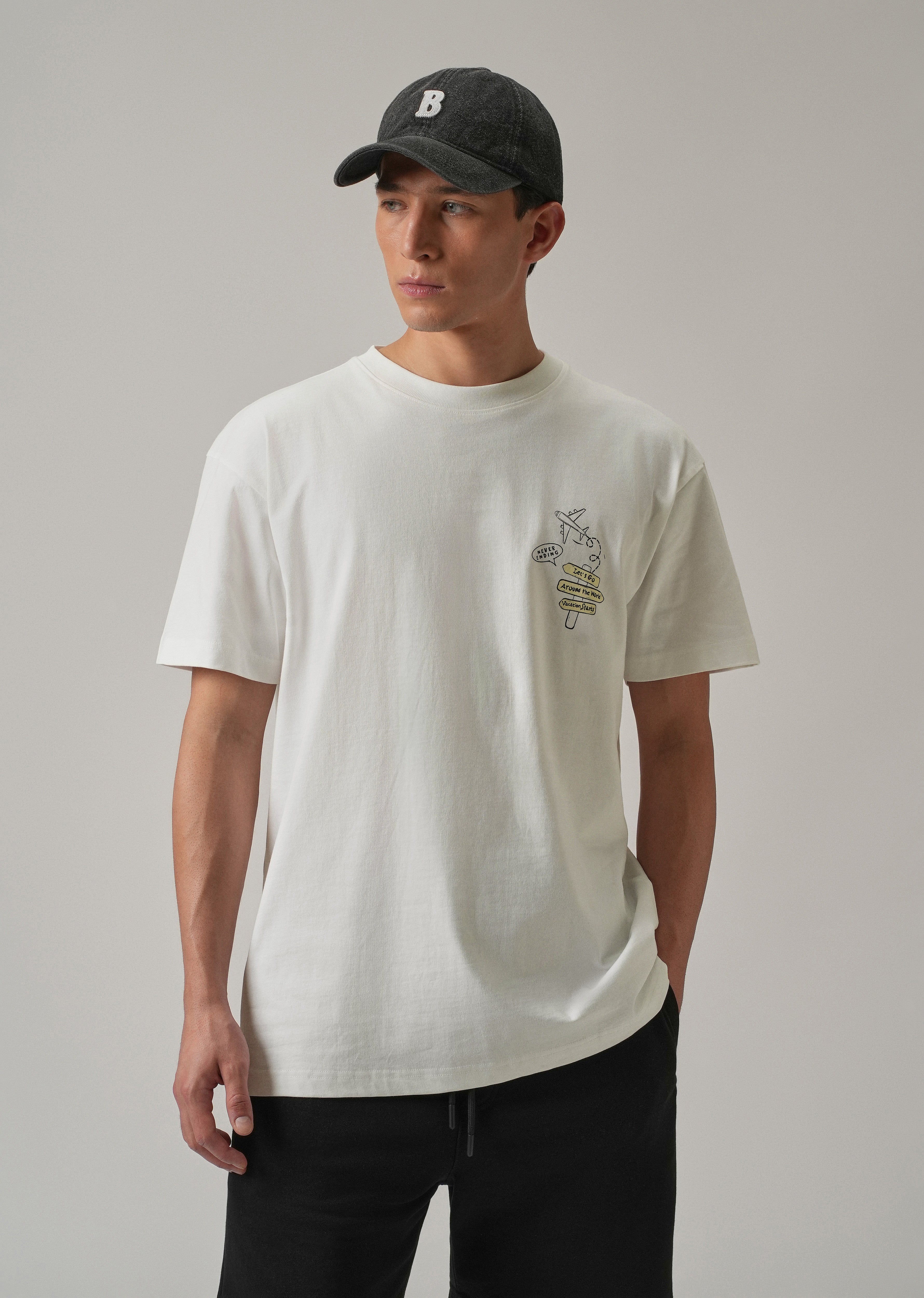 White Back Printed Oversized T-Shirt