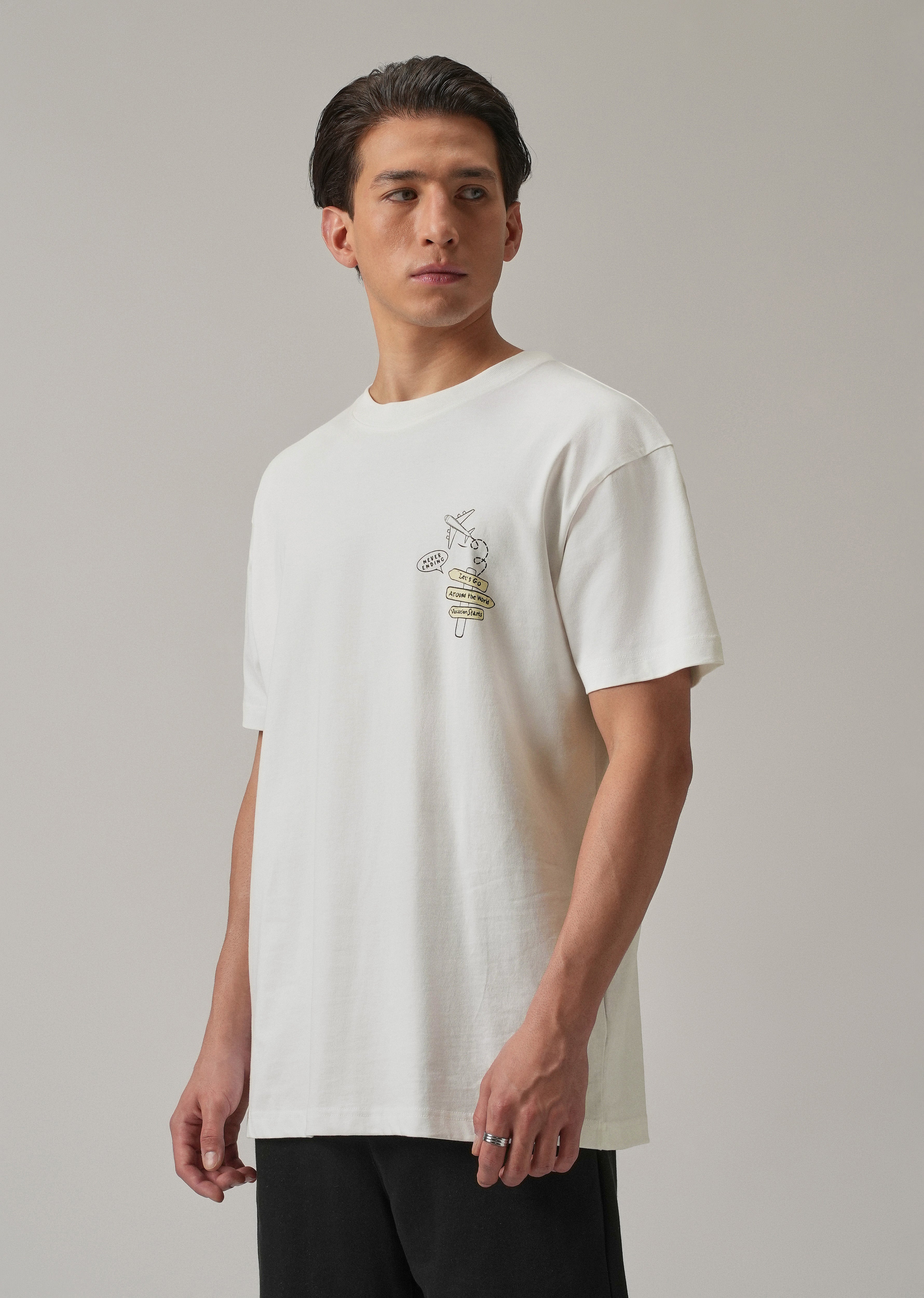 White Back Printed Oversized T-Shirt