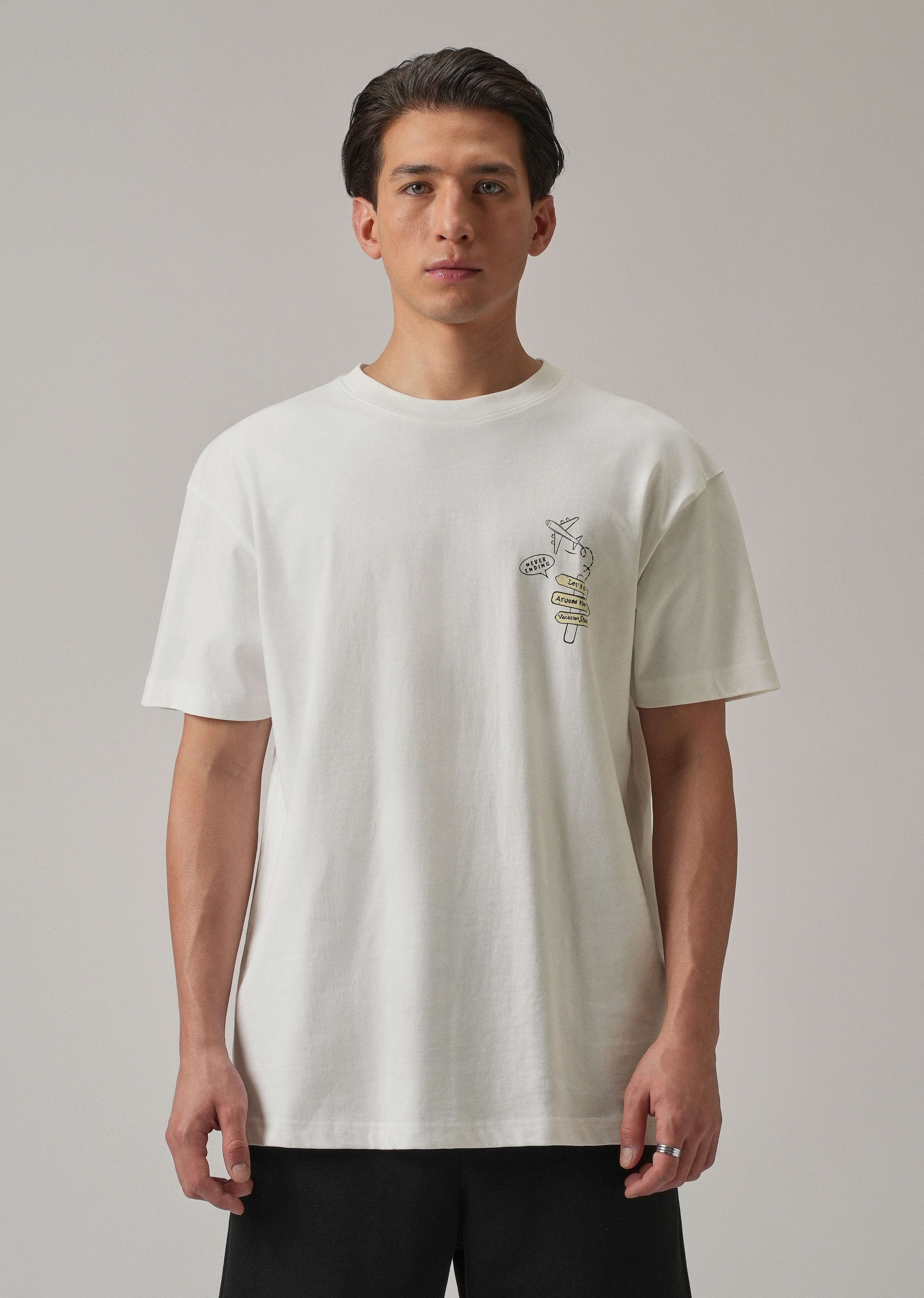 White Back Printed Oversized T-Shirt