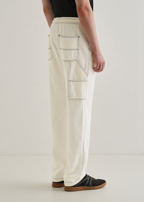 White Baggy Fit Carpenter Denim