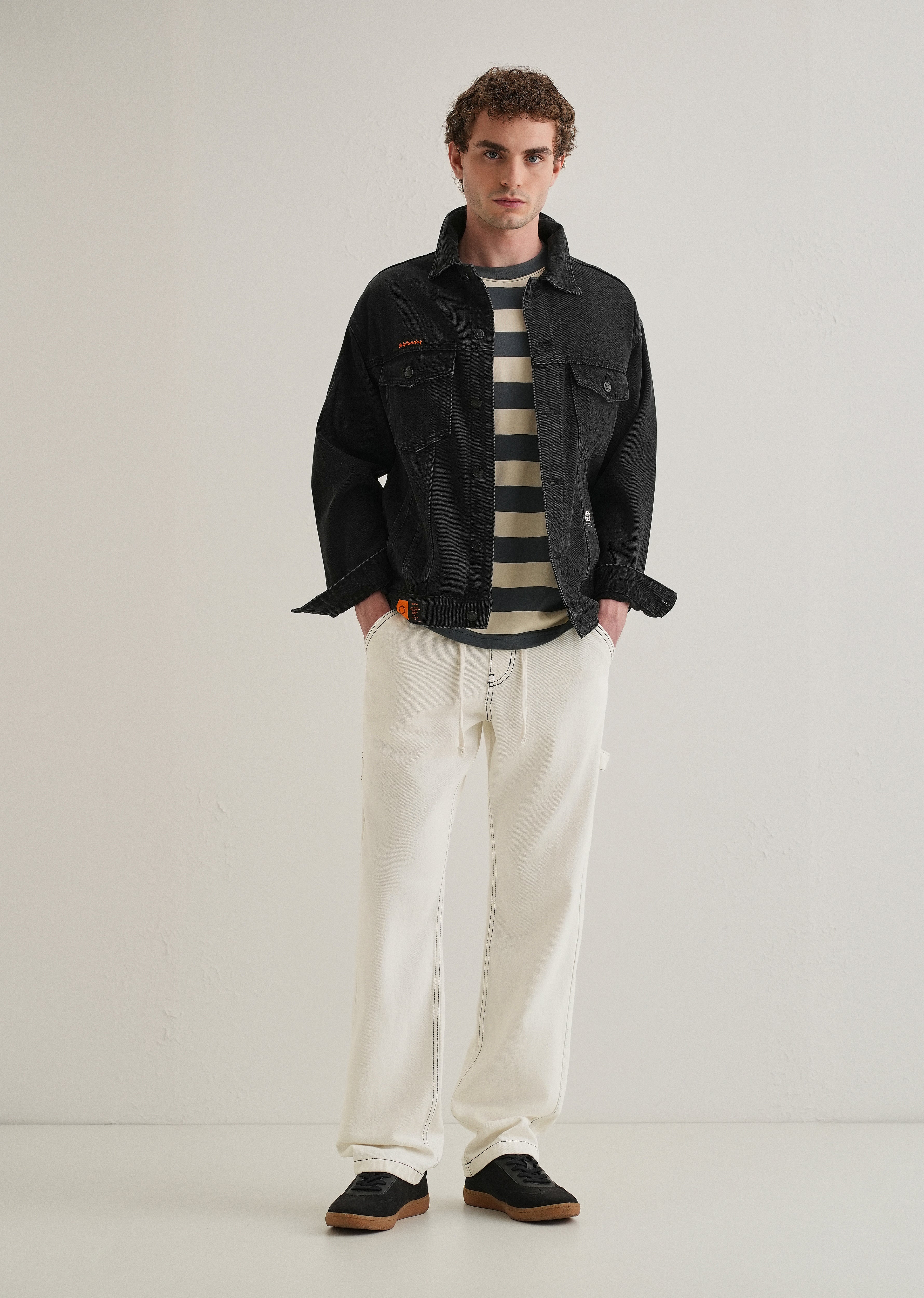 White Baggy Fit Carpenter Denim