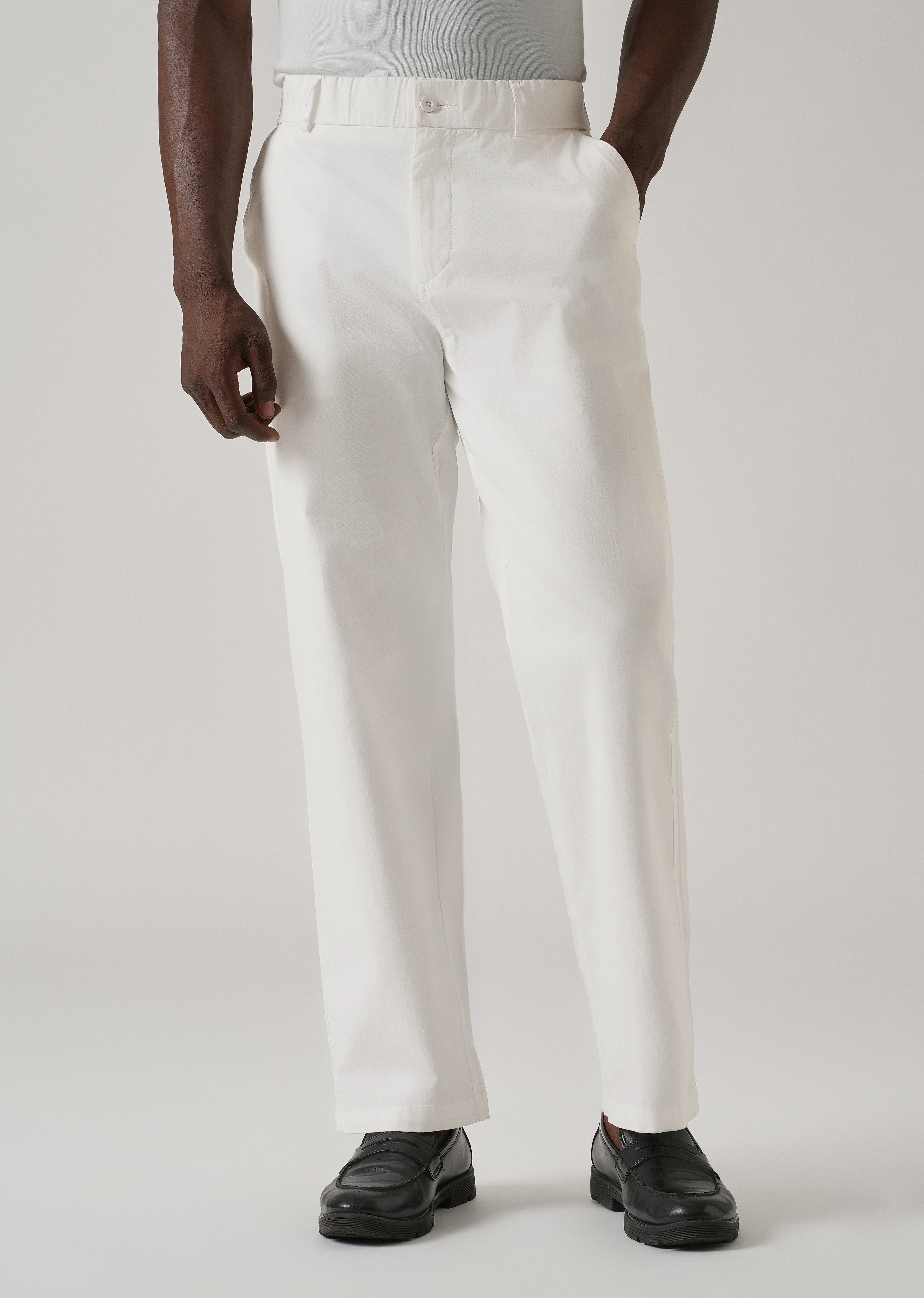 Baggy Fit White Chinos