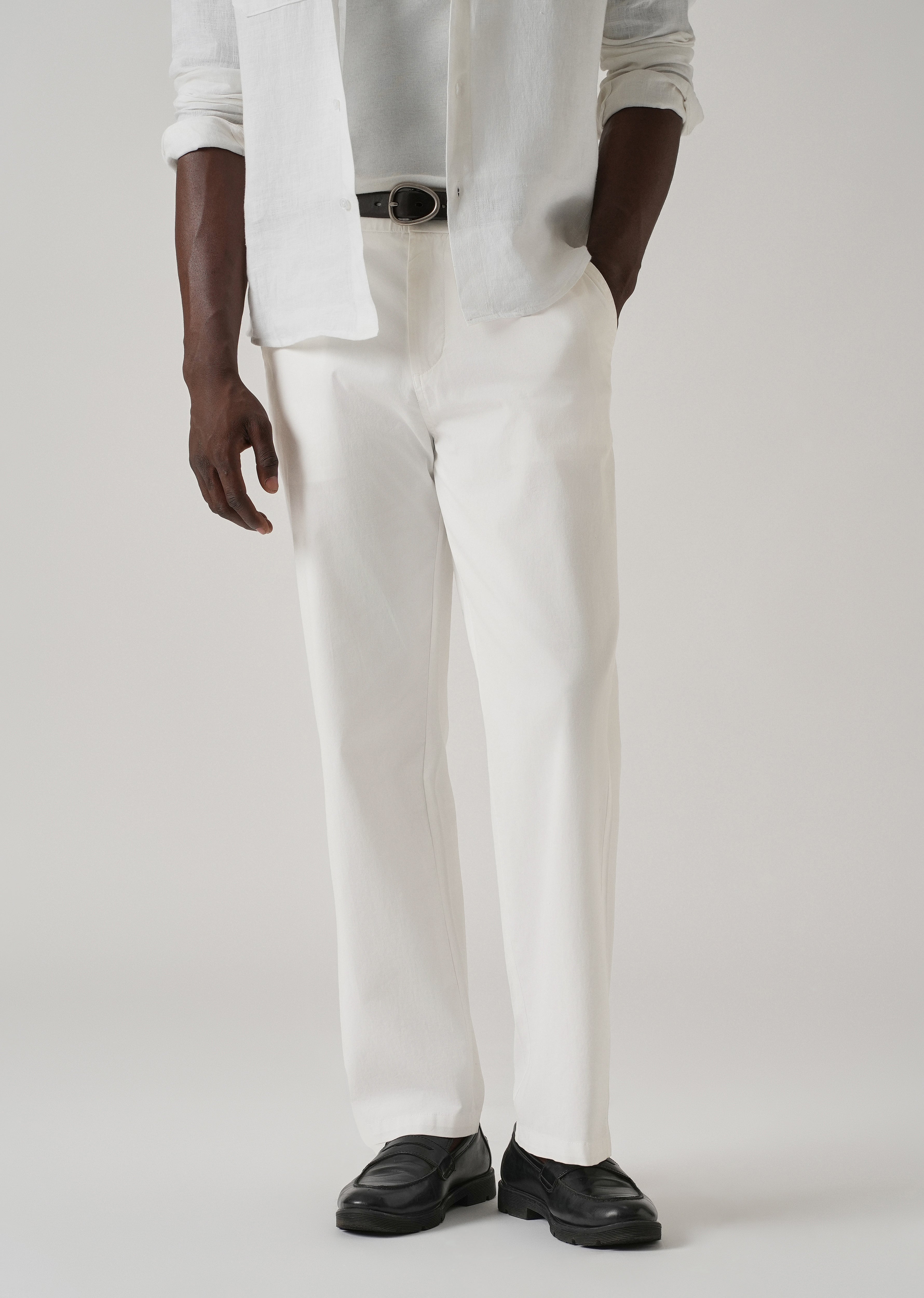 Baggy Fit White Chinos