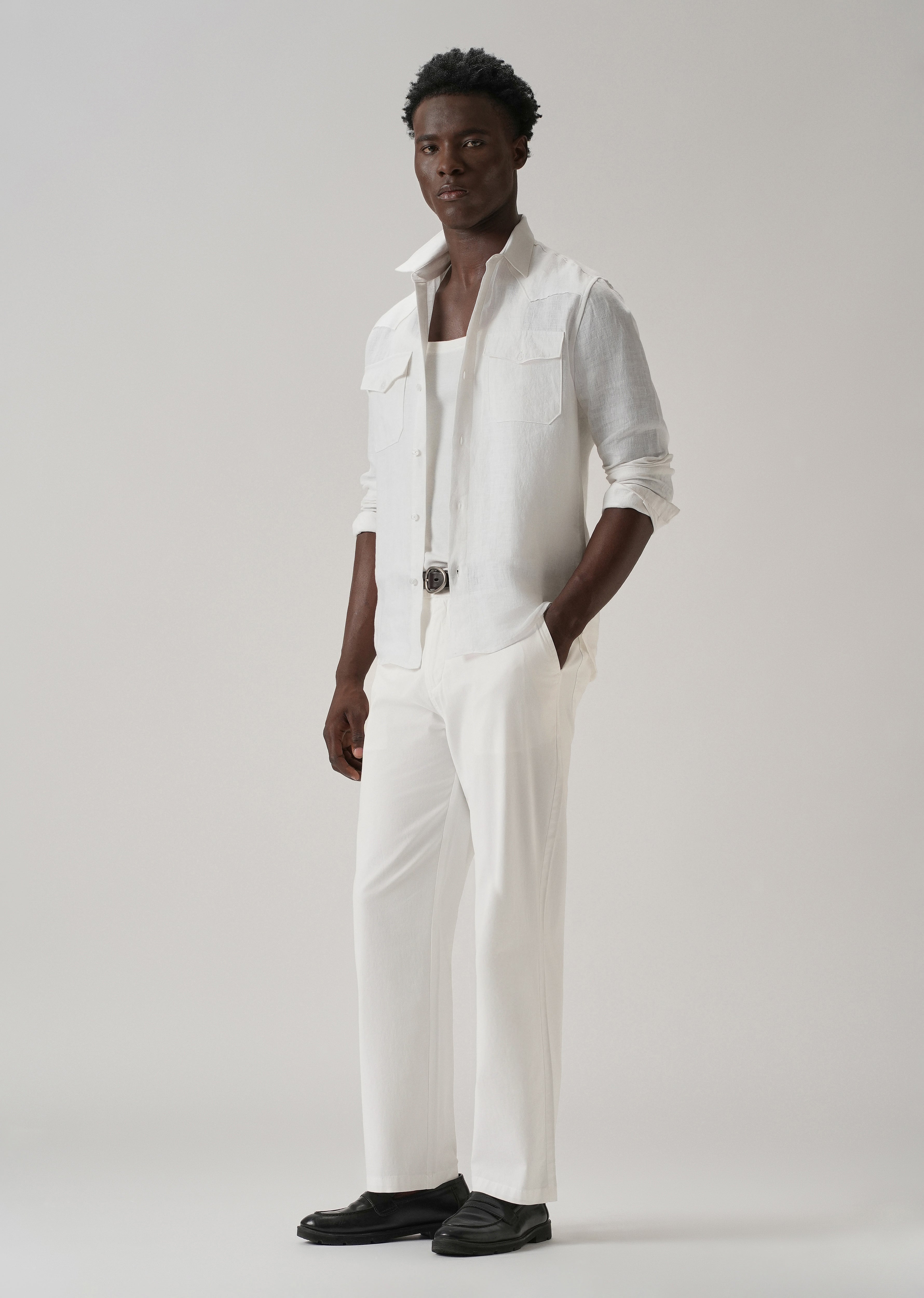 Baggy Fit White Chinos