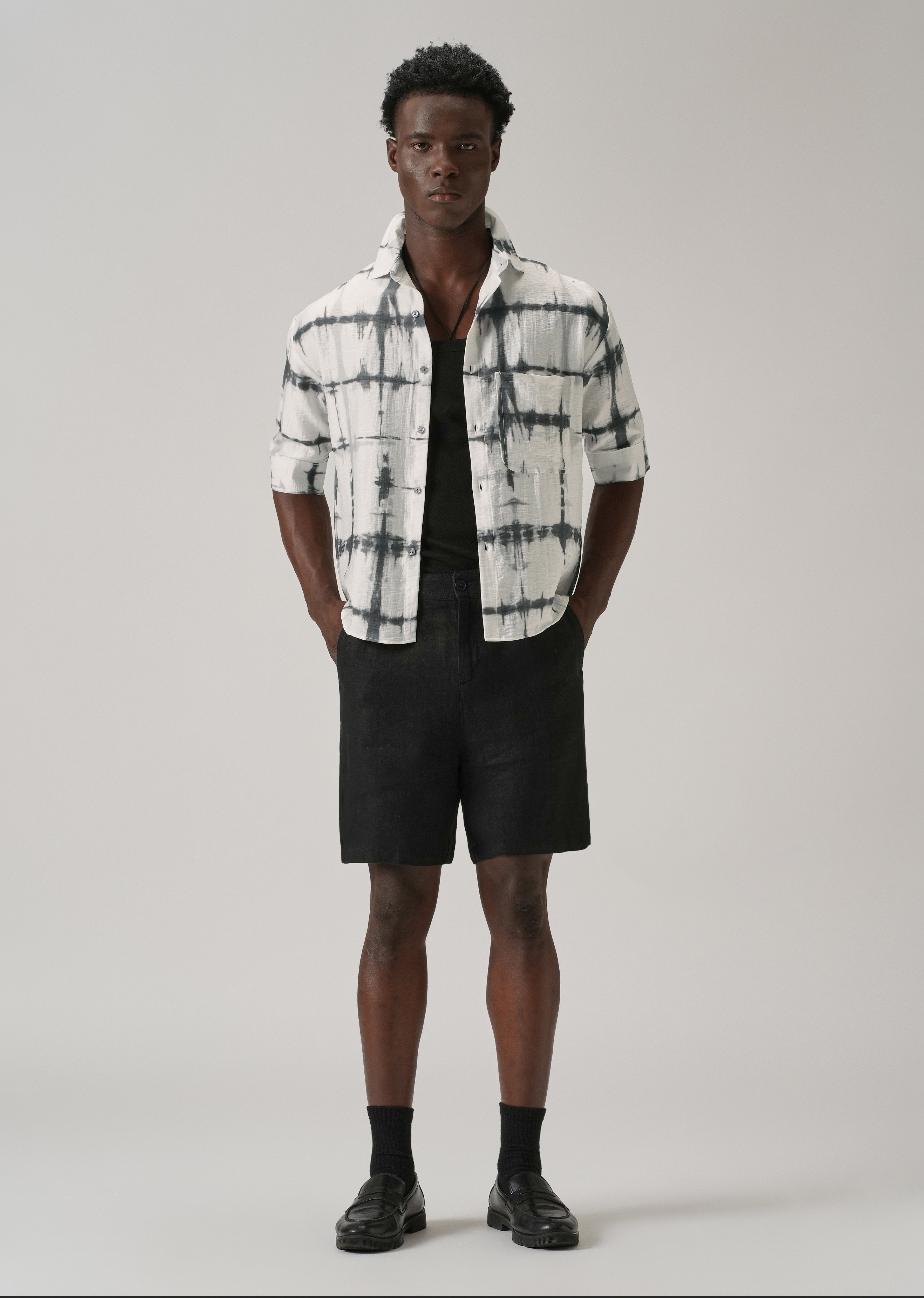 White Boxy Fit Tie-Dye Printed Shirt