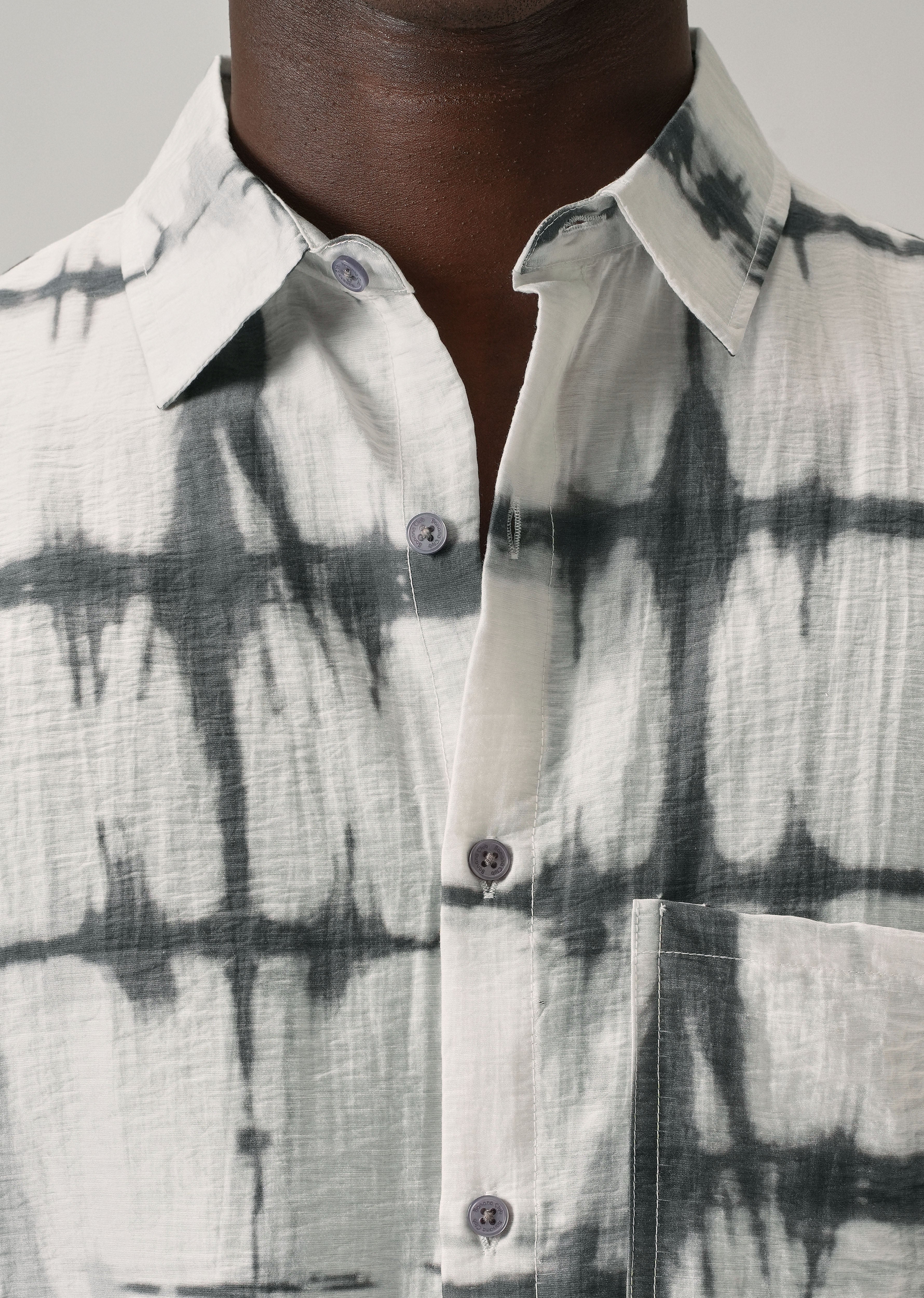 White Boxy Fit Tie-Dye Printed Shirt