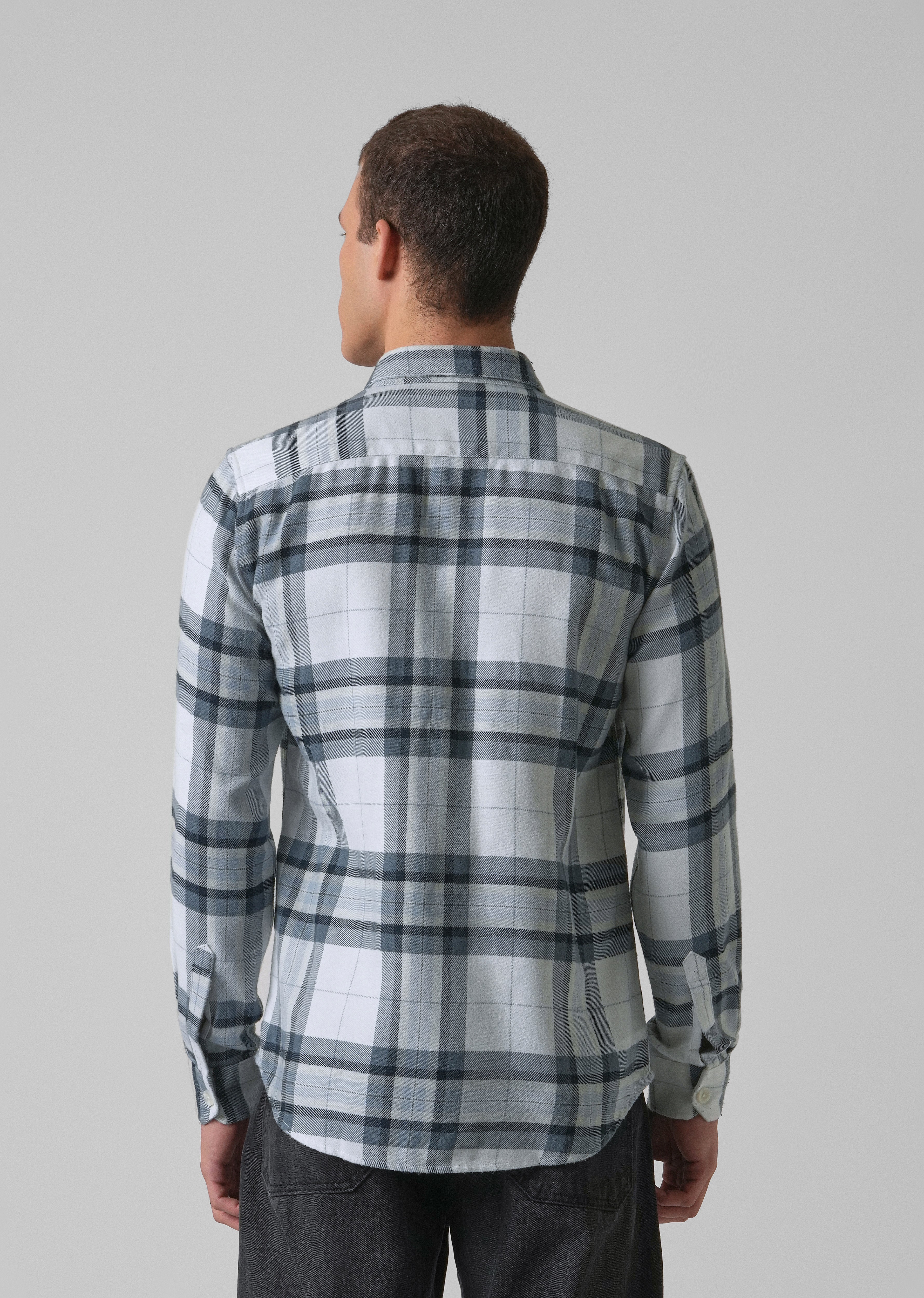 White Brushed Cotton Check Shirt