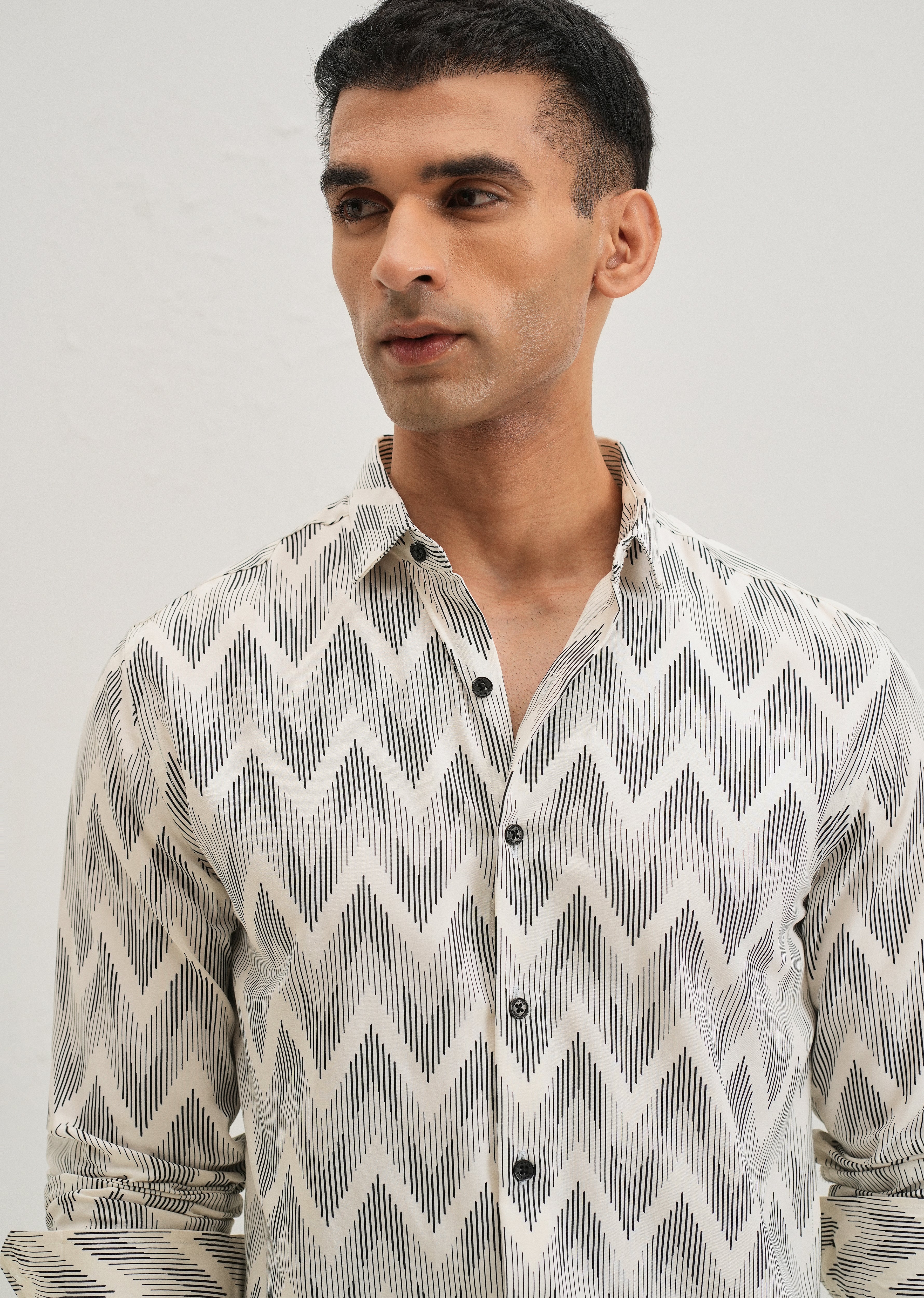 White Chevron Printed Shirt
