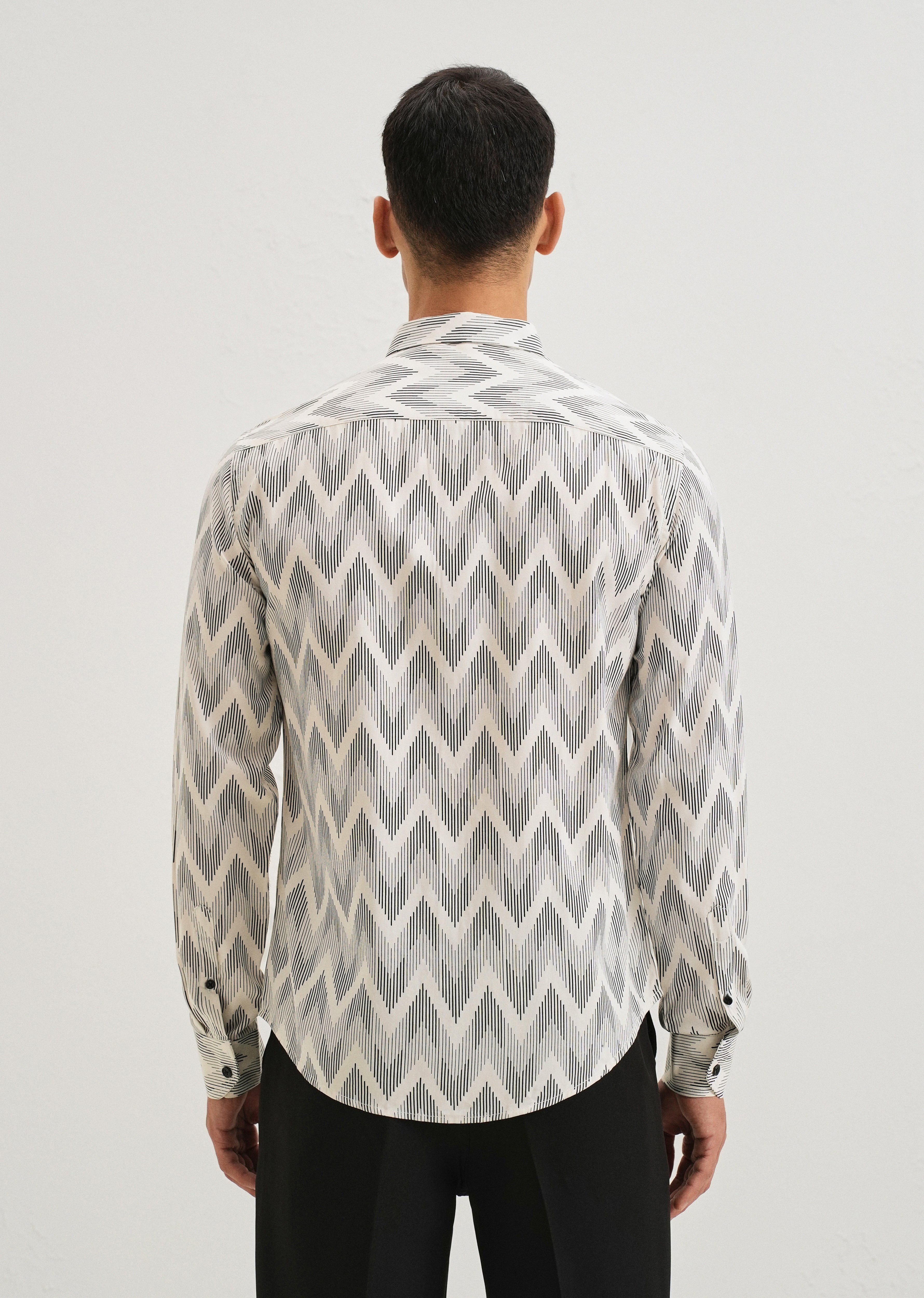 White Chevron Printed Shirt