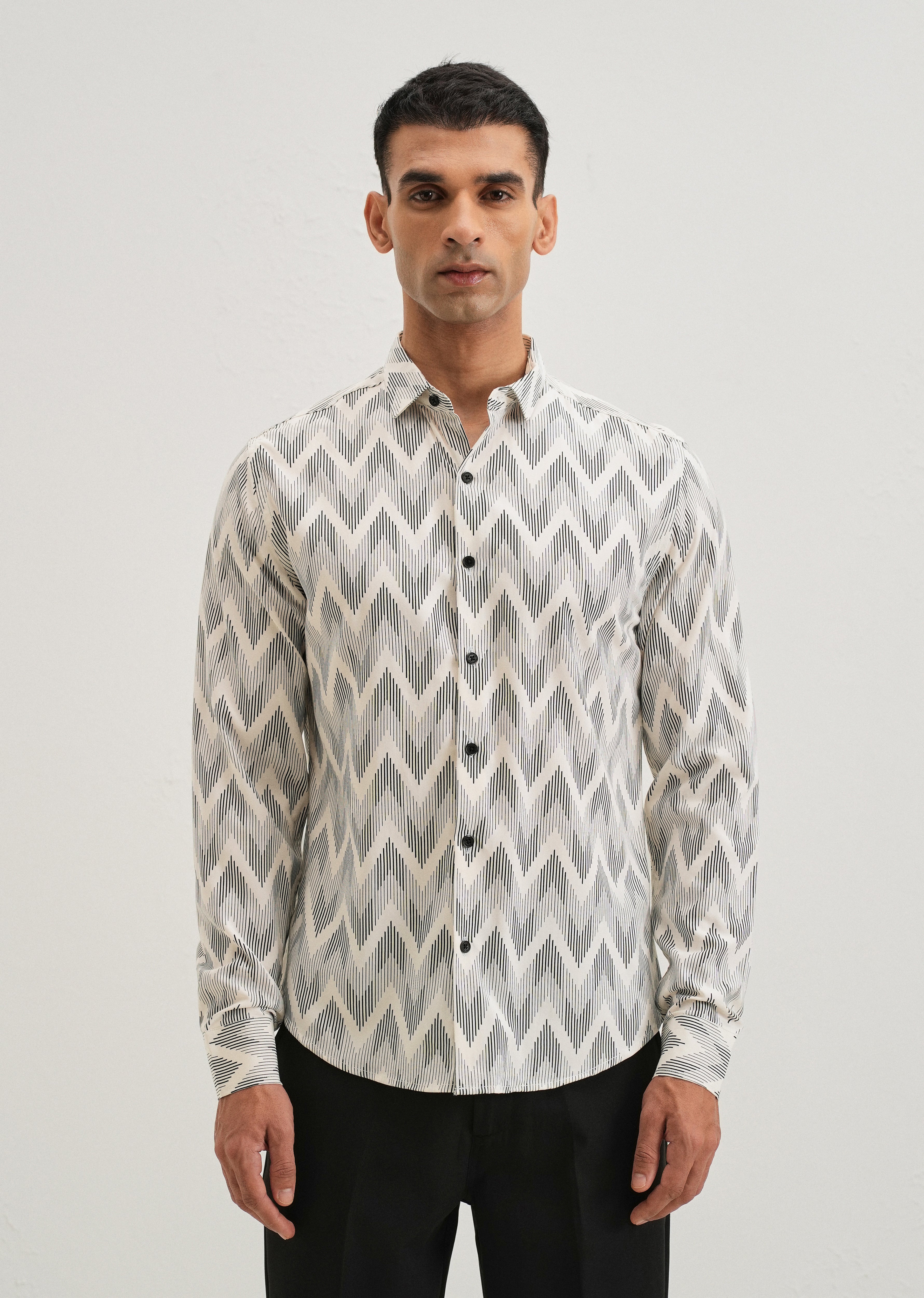 White Chevron Printed Shirt
