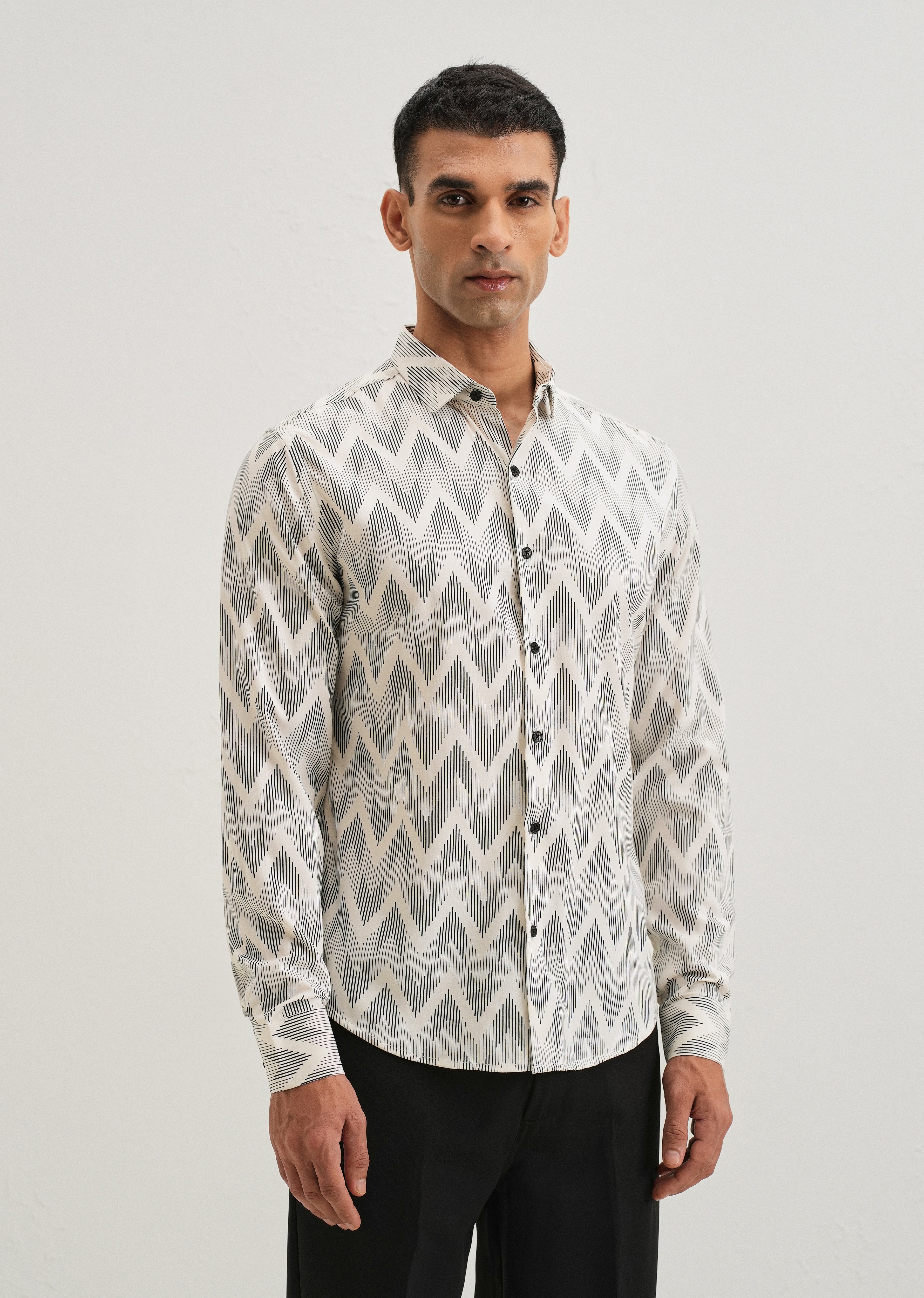 White Chevron Printed Shirt