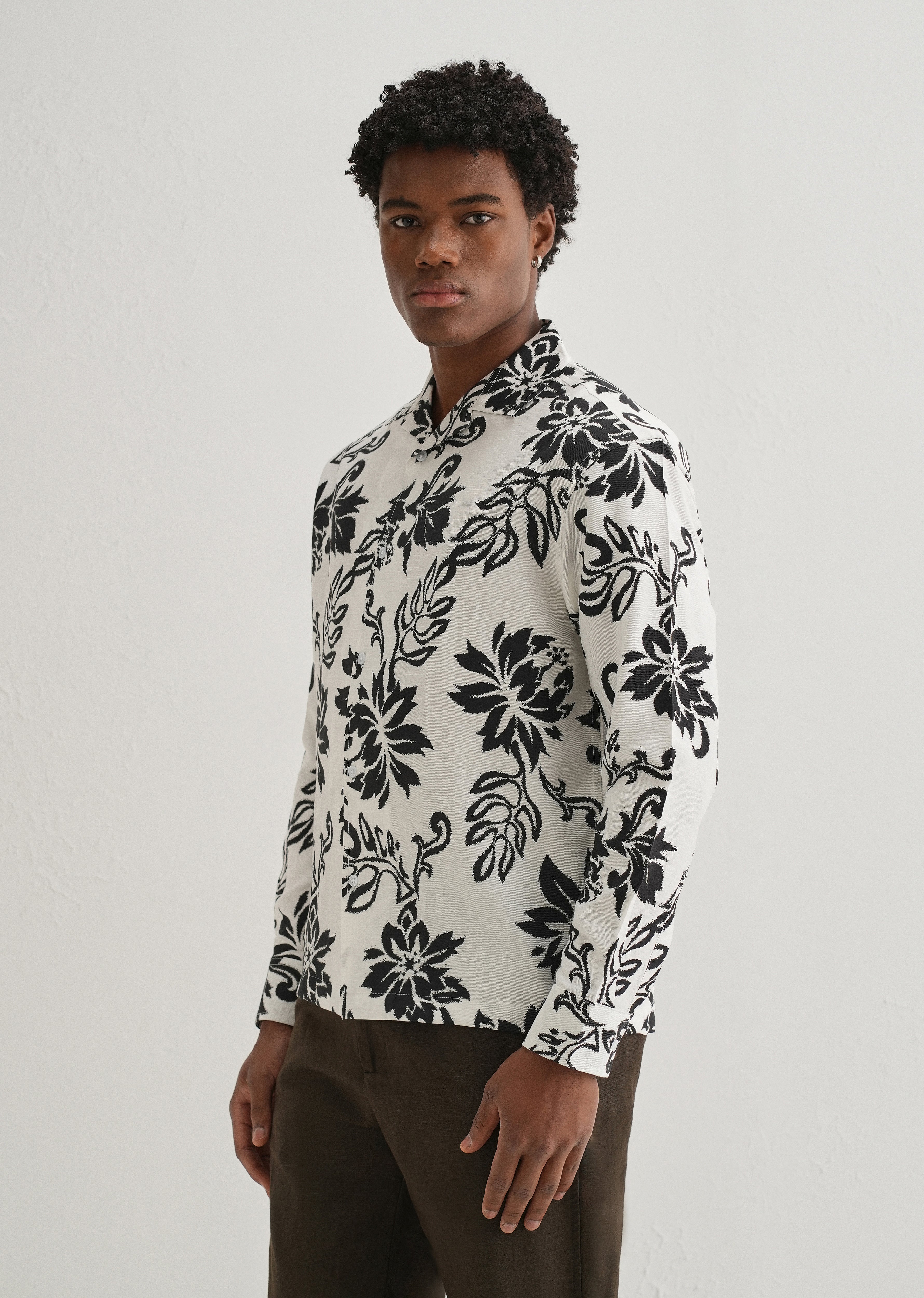 White Classic Floral Printed Shirt