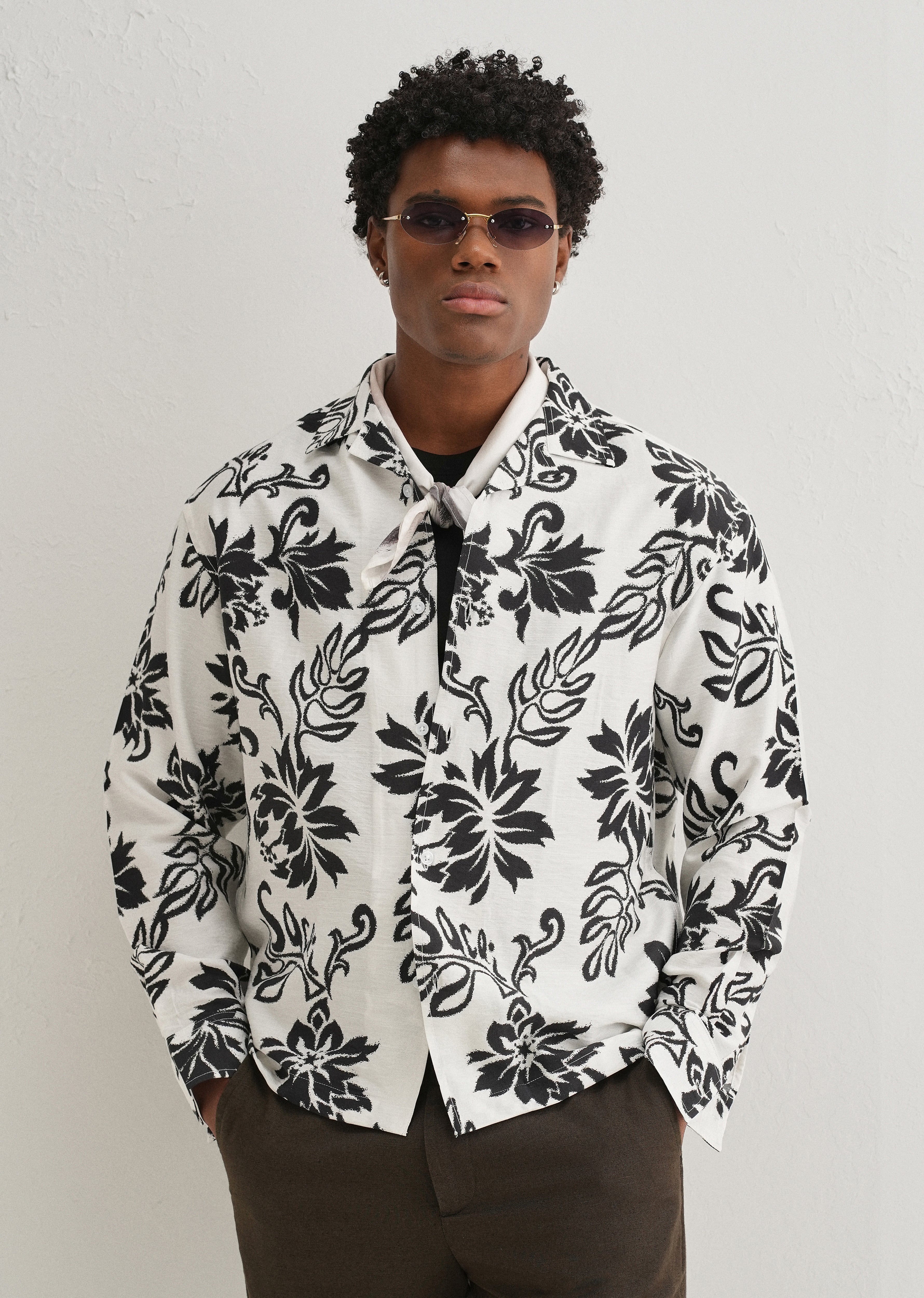 White Classic Floral Printed Shirt