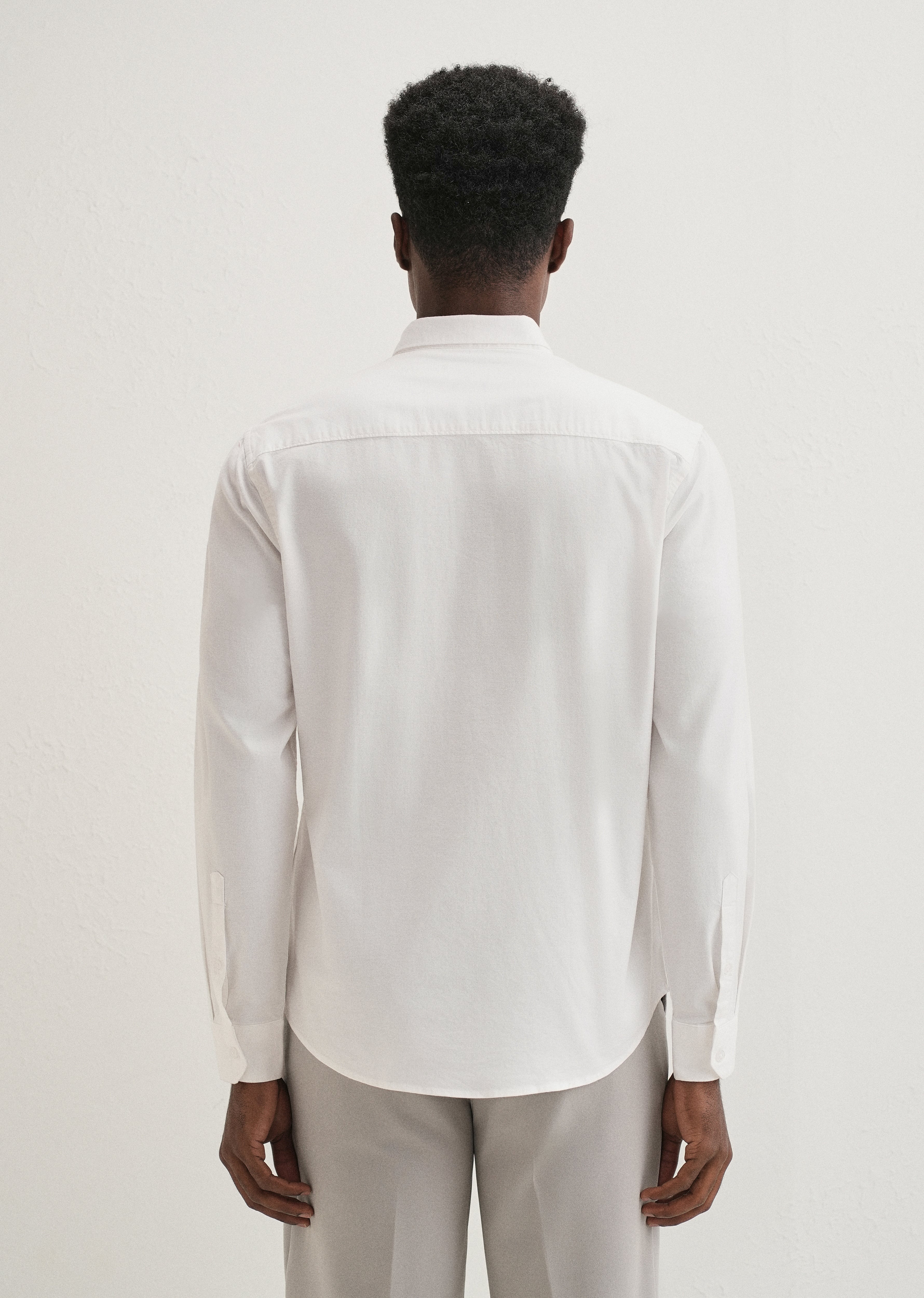 White Contrast Placket Shirt