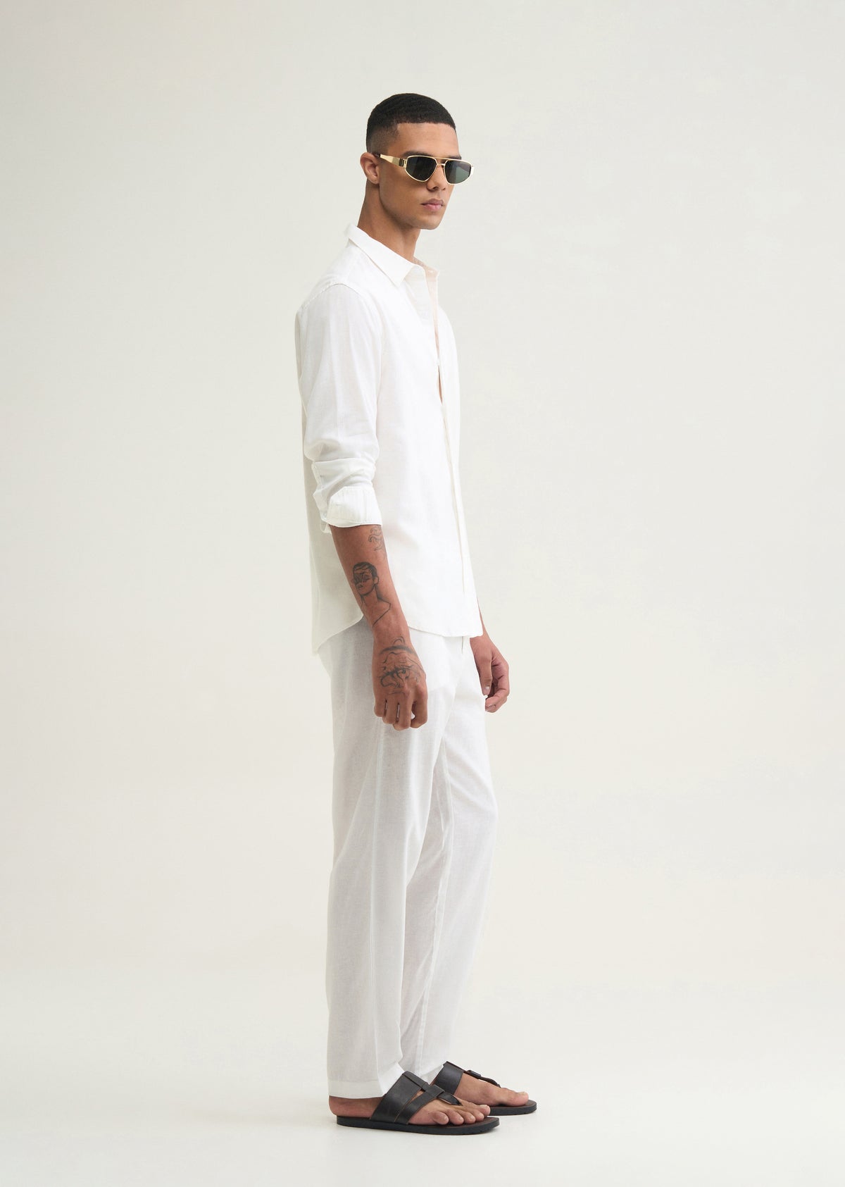 White Cotton Blend Regular Fit Shirt