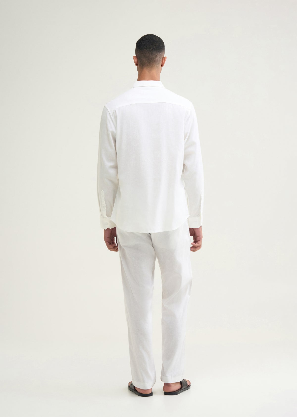 White Cotton Blend Regular Fit Shirt