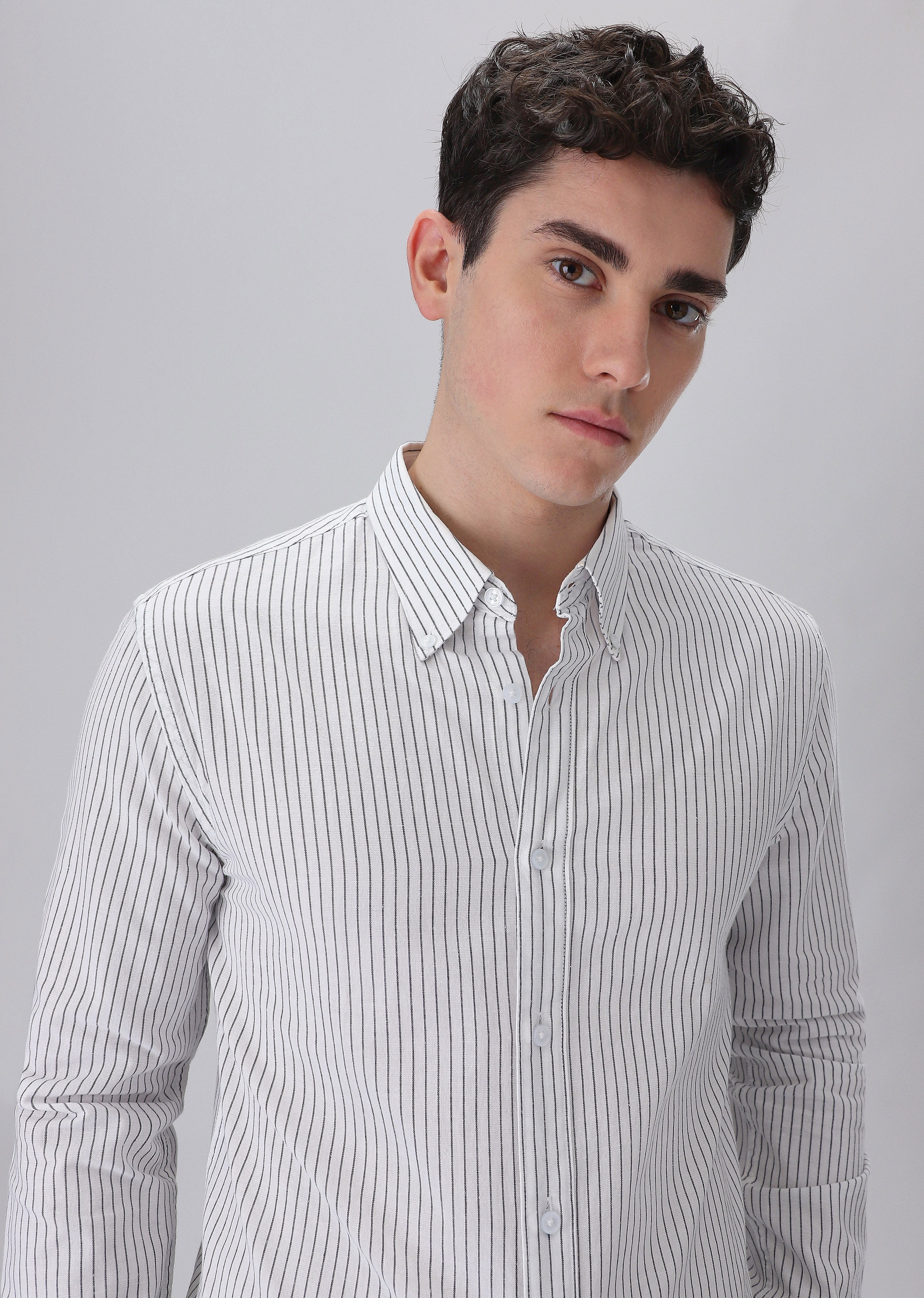 White Cotton Pin Stripe Shirt